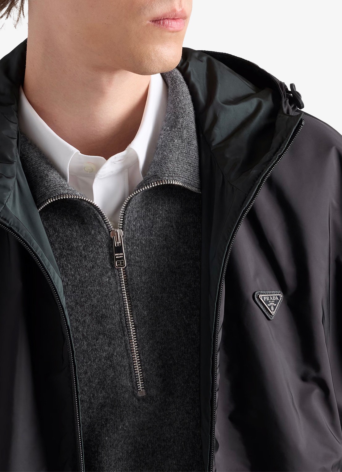 Prada Reversible Re-Nylon jack met ritszakken - detail 3 donkergroen