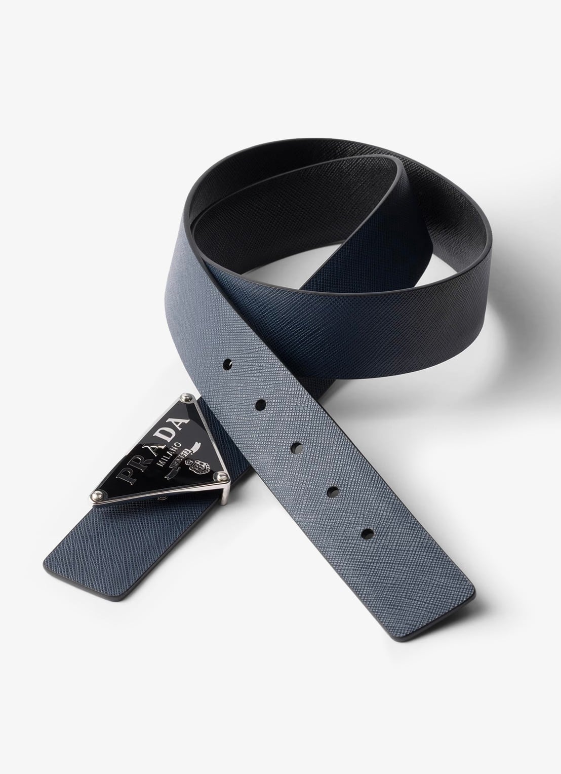 Prada Reversible riem van kalfsleer - voorkant 2 donkerblauw
