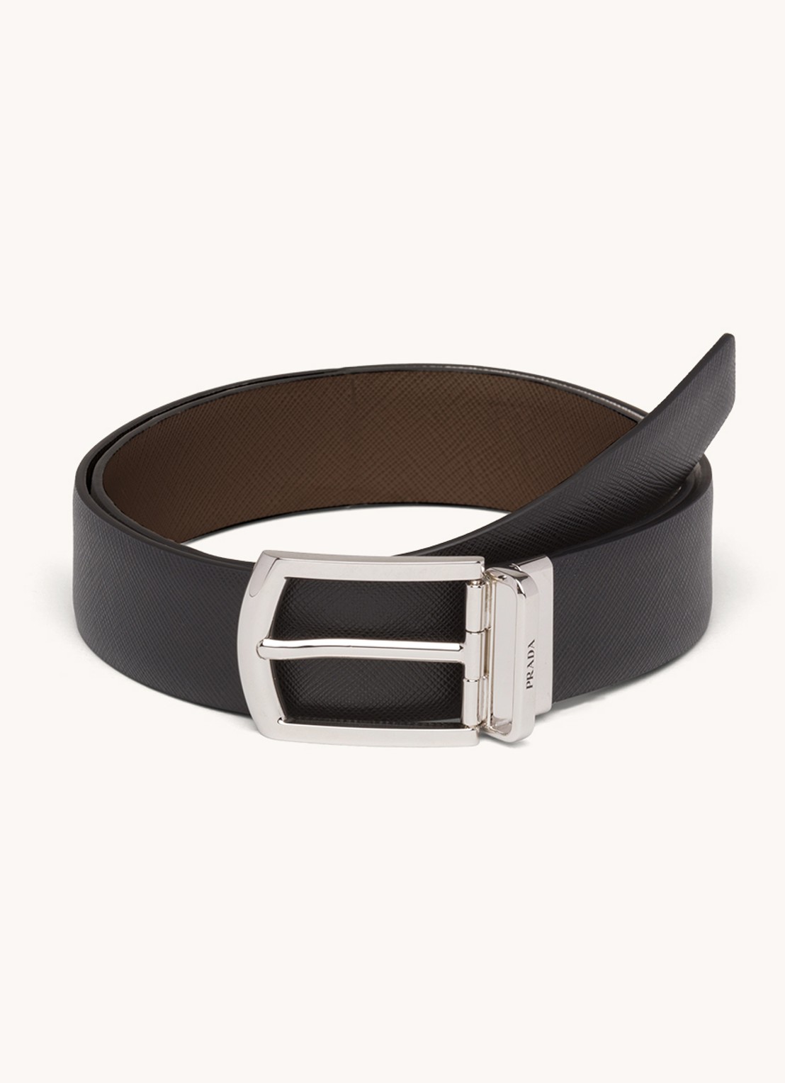 Prada Reversible riem van leer - voorkant zwart