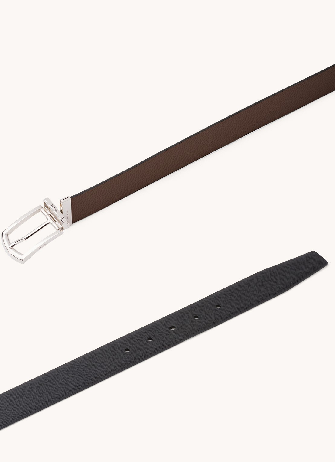 Prada Reversible riem van leer - voorkant 2 zwart