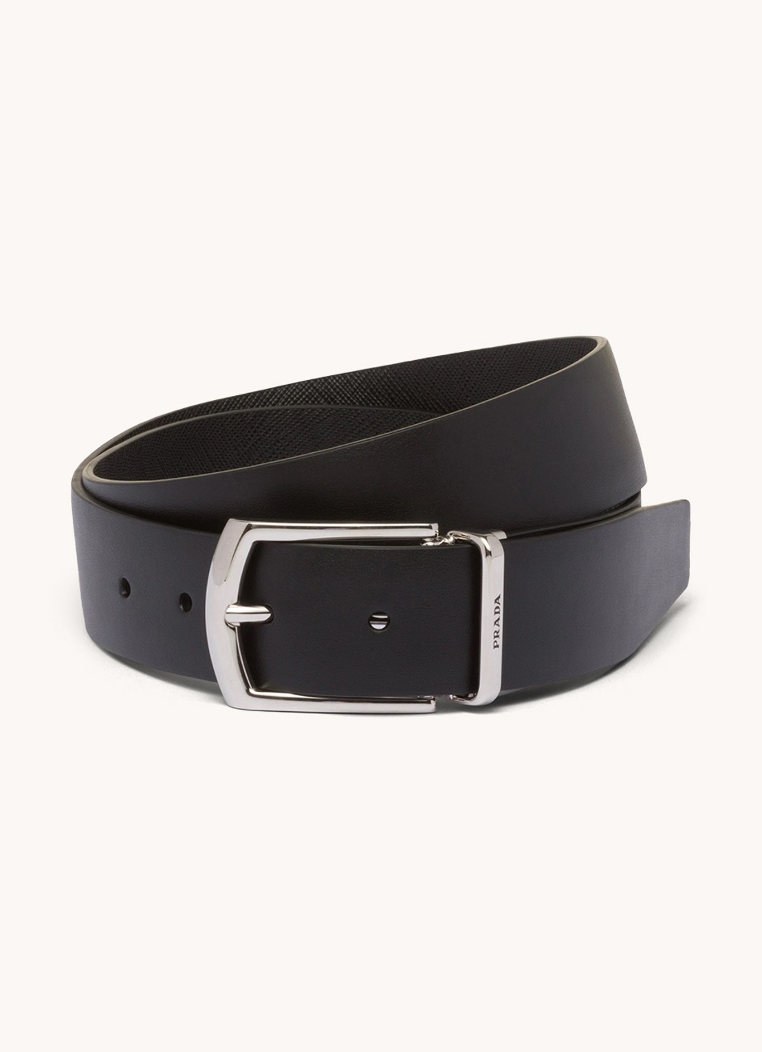 Prada Reversible riem van leer - voorkant zwart