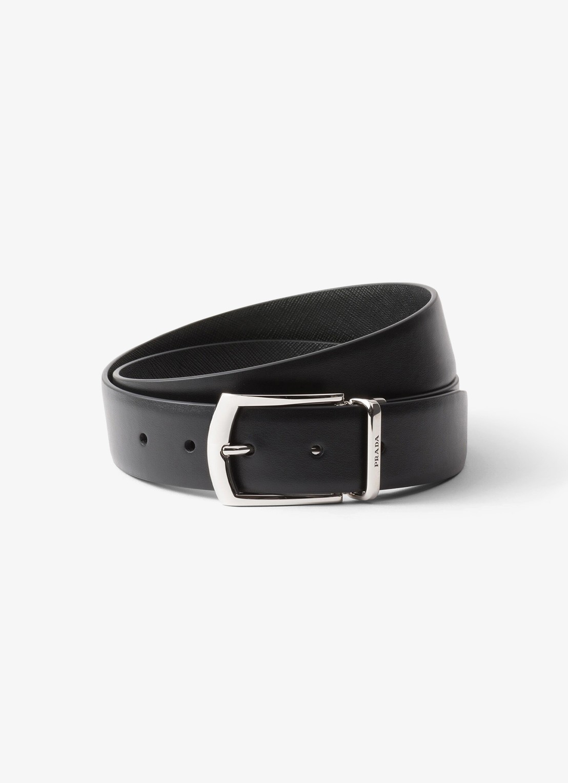 Prada Reversible riem van leer - voorkant zwart