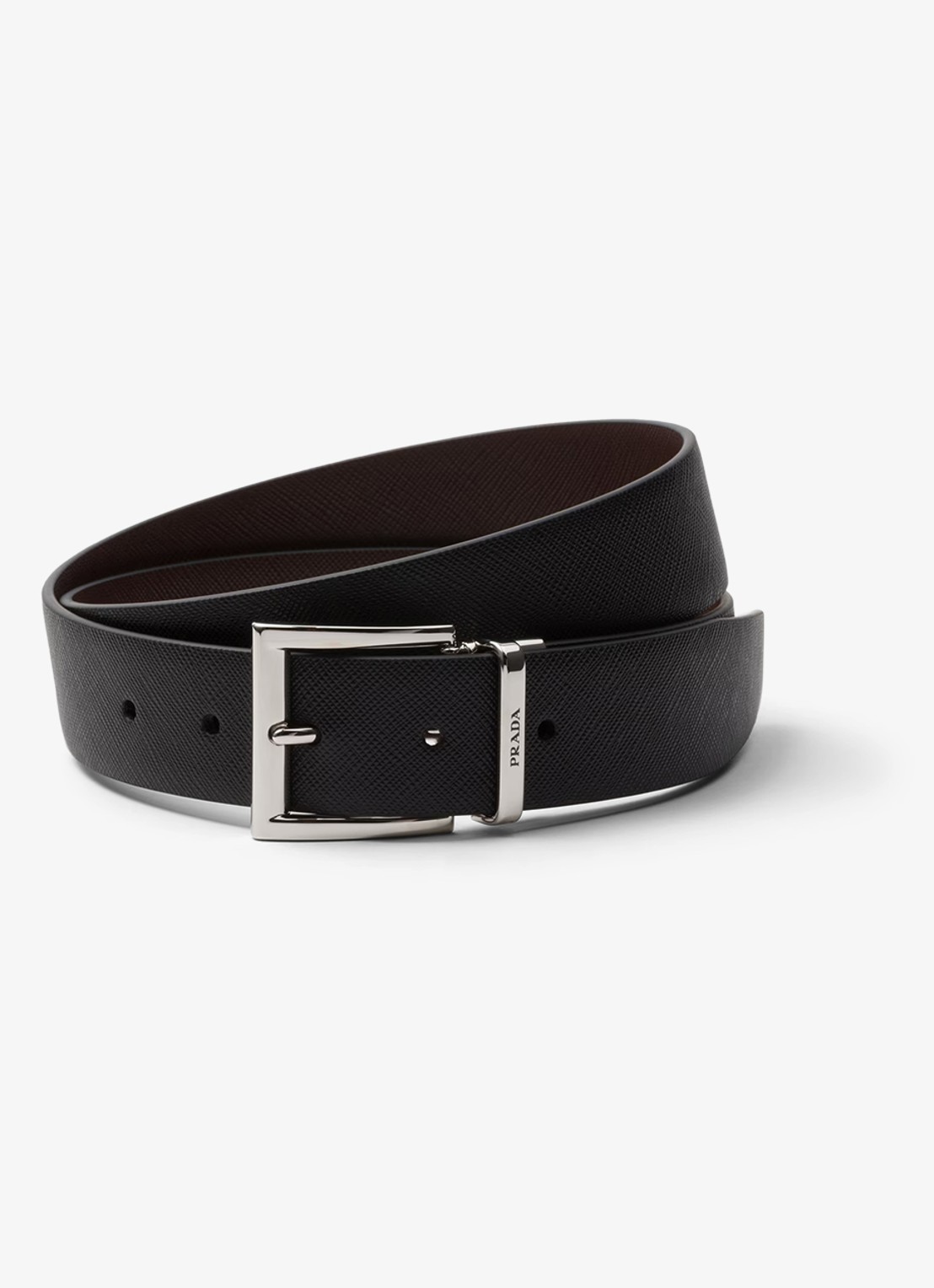 Prada Reversible riem van leer - voorkant zwart