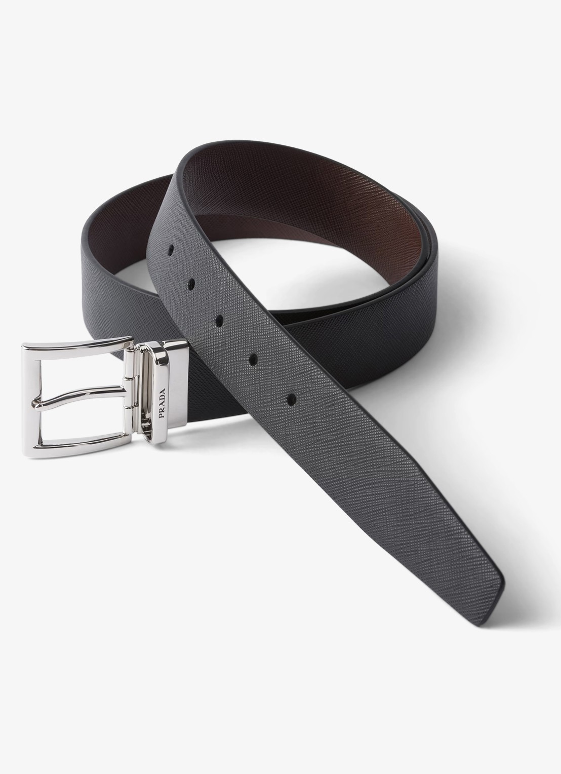 Prada Reversible riem van leer - voorkant 2 zwart