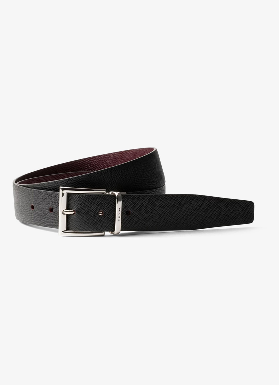 Prada Reversible riem van leer - voorkant diepzwart