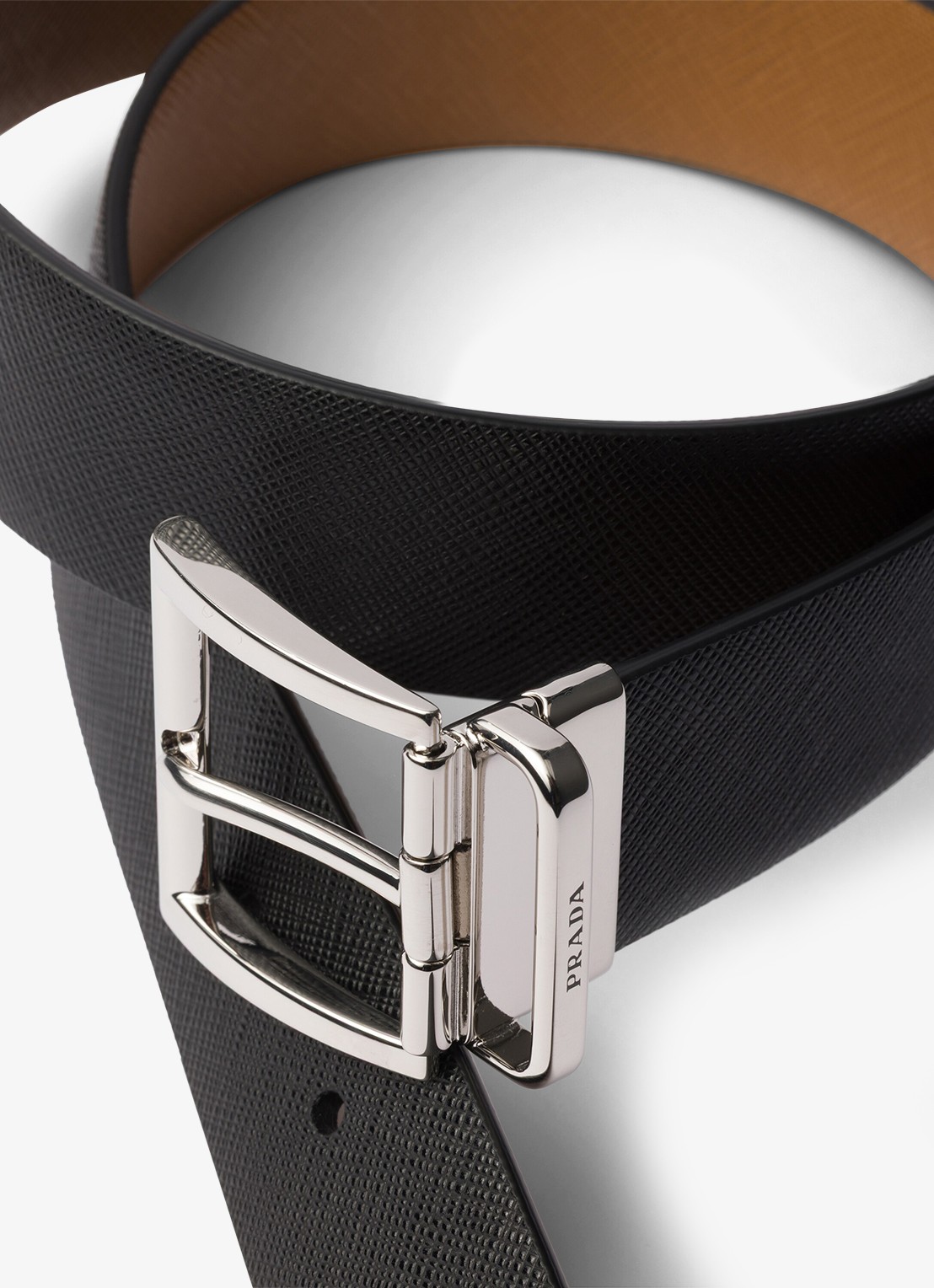 Prada Reversible riem van leer - voorkant 2 camel