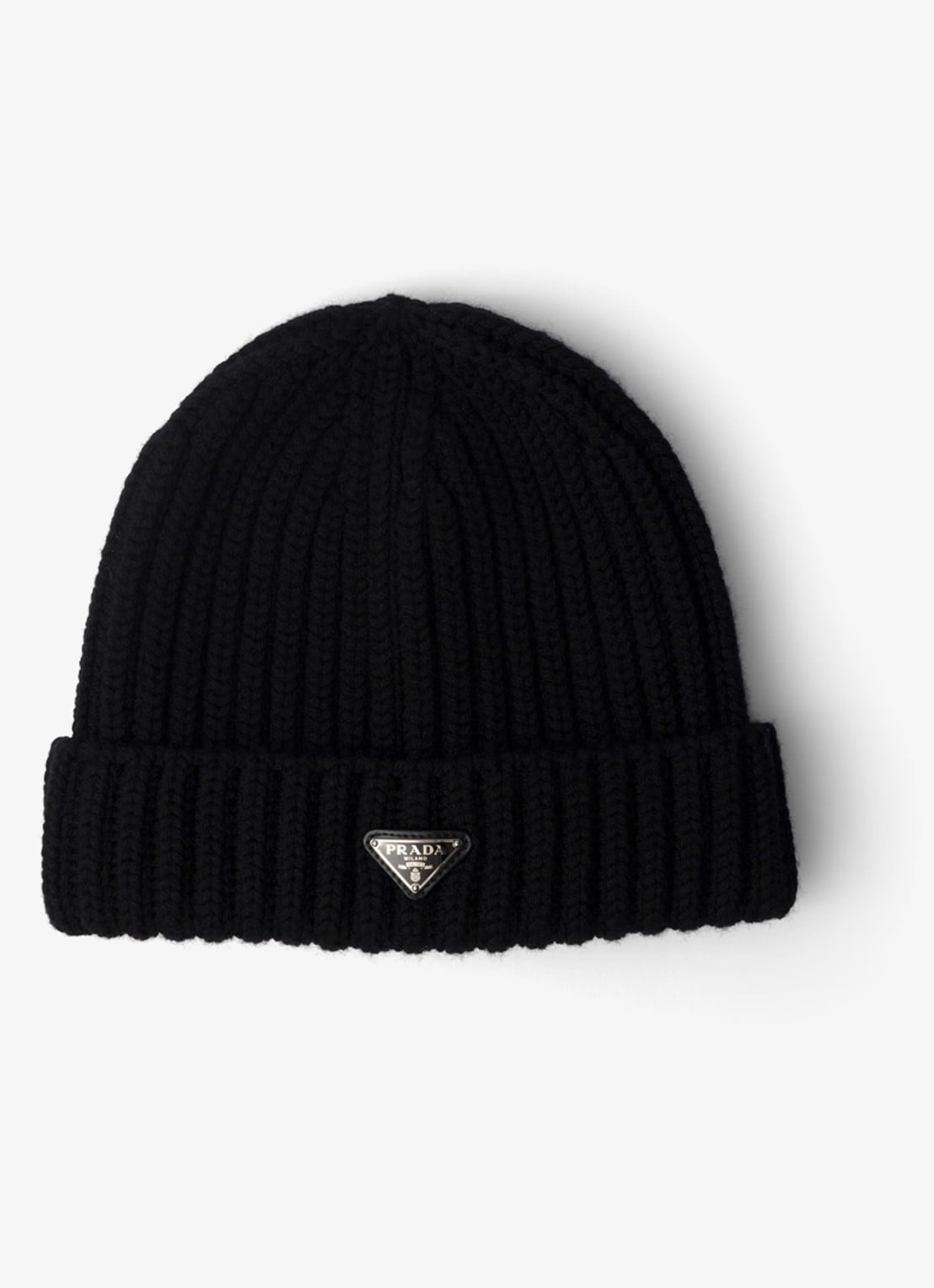 Prada Ribgebreide muts van scheerwol - voorkant 2 zwart
