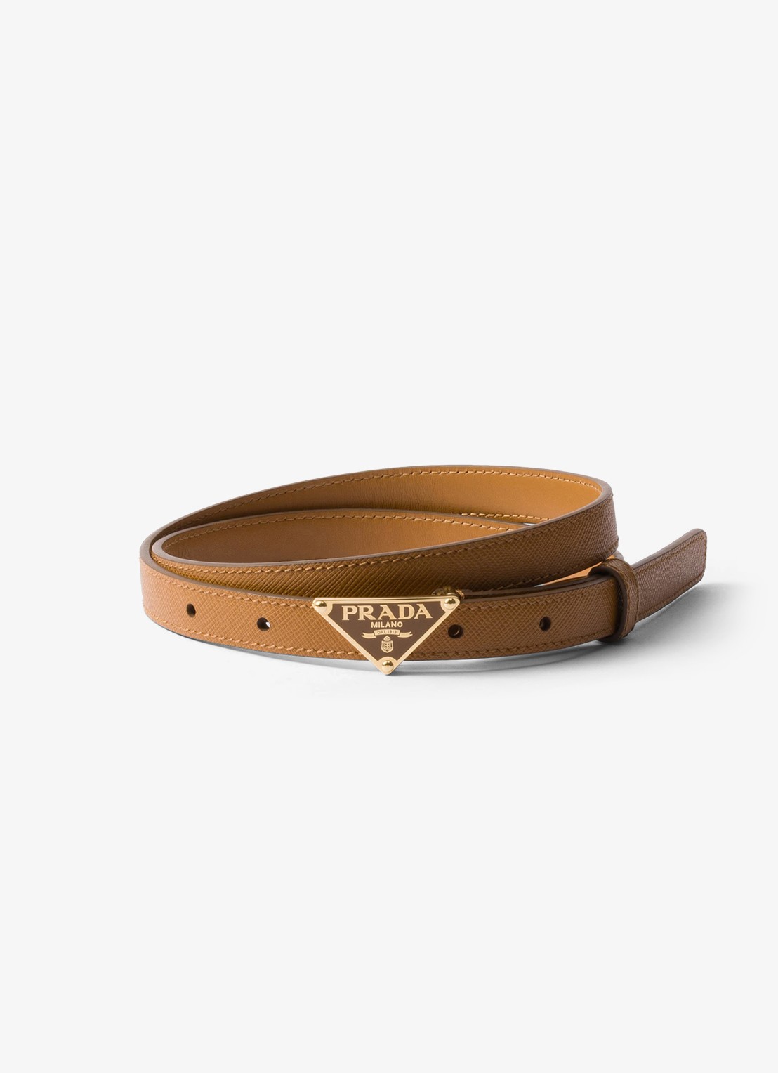 Prada Riem van kalfsleer met logo - voorkant camel