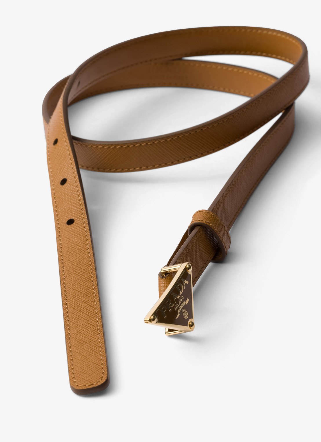 Prada Riem van kalfsleer met logo - voorkant 2 camel