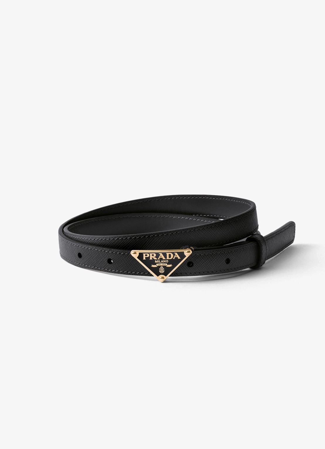 Prada Riem van kalfsleer met logo - voorkant zwart