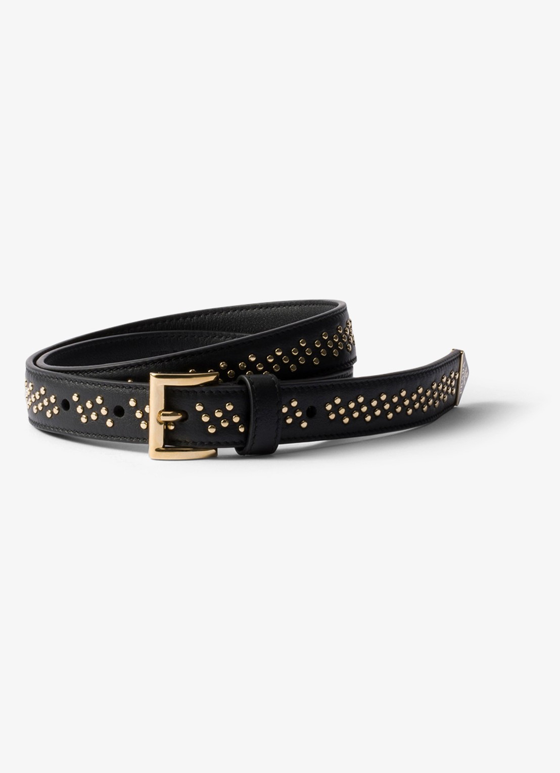 Prada Riem van kalfsleer met studs - voorkant zwart