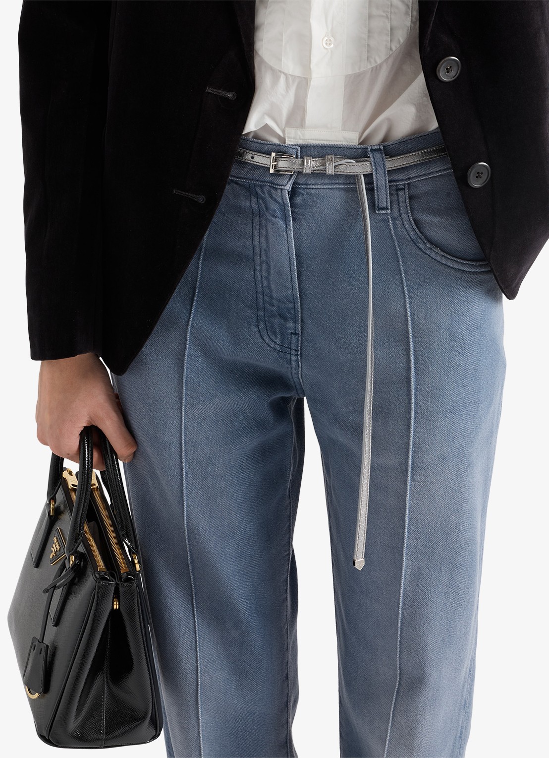 Prada Riem van lamsleer met metallic finish - voorkant 2 zilver