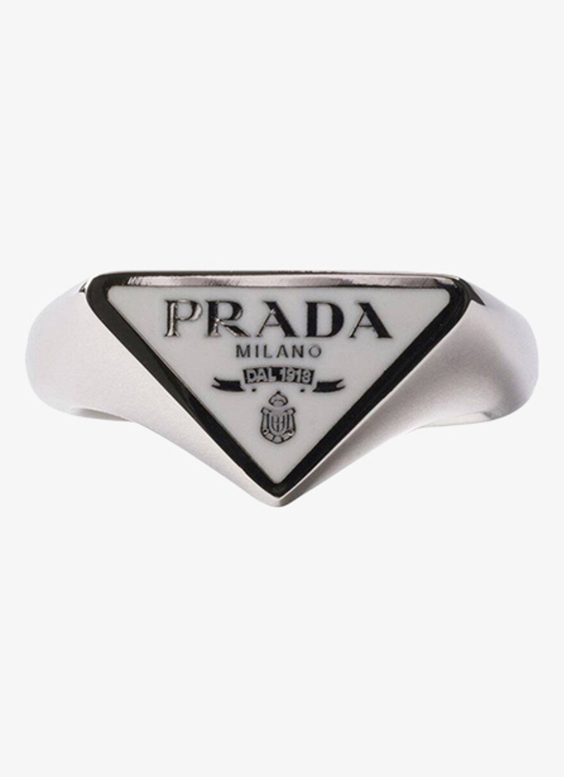 Prada Ring met logo - voorkant 3 zilver