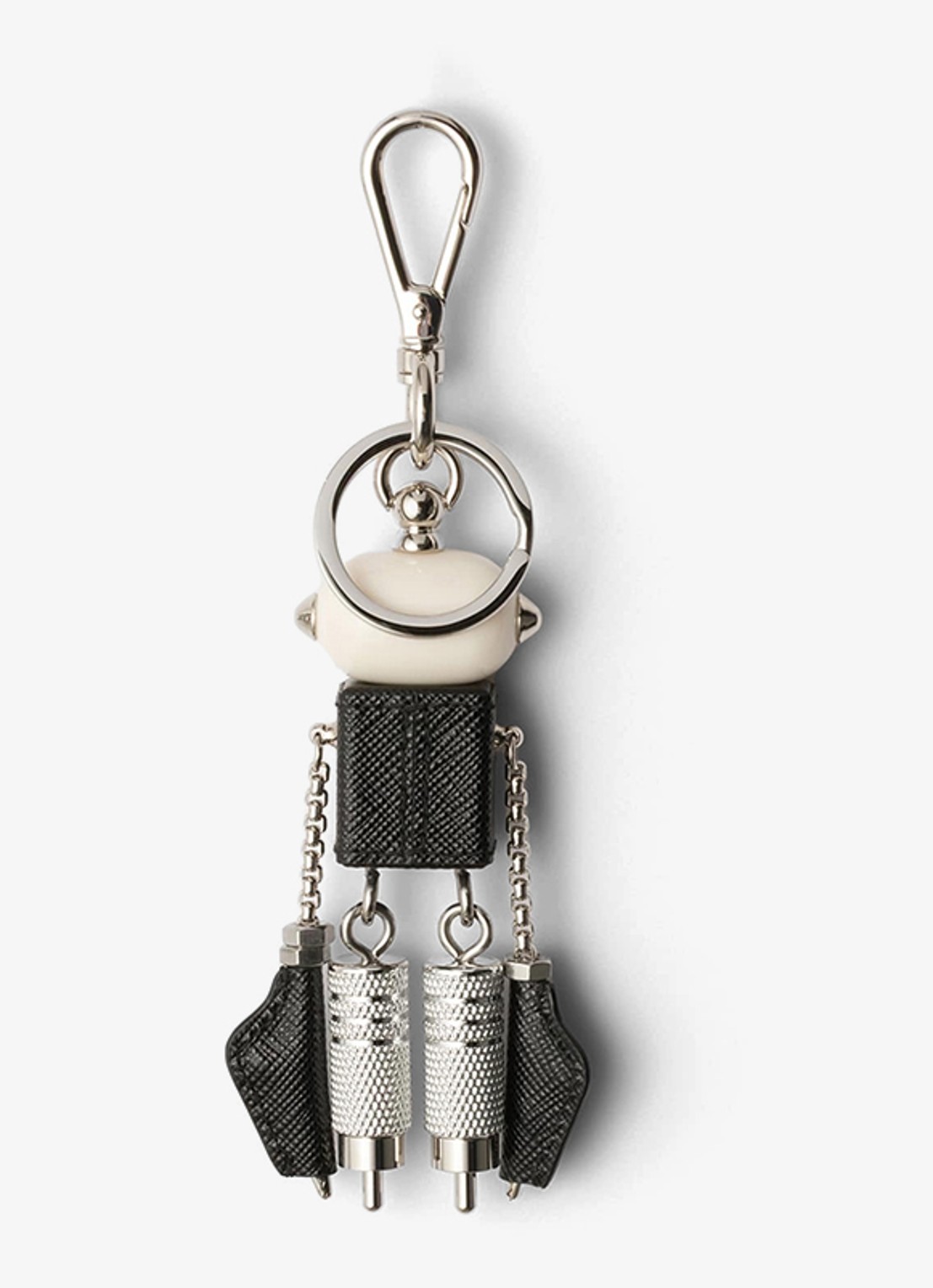 Prada Robot sleutelhanger met leren details - detail 3 zilver