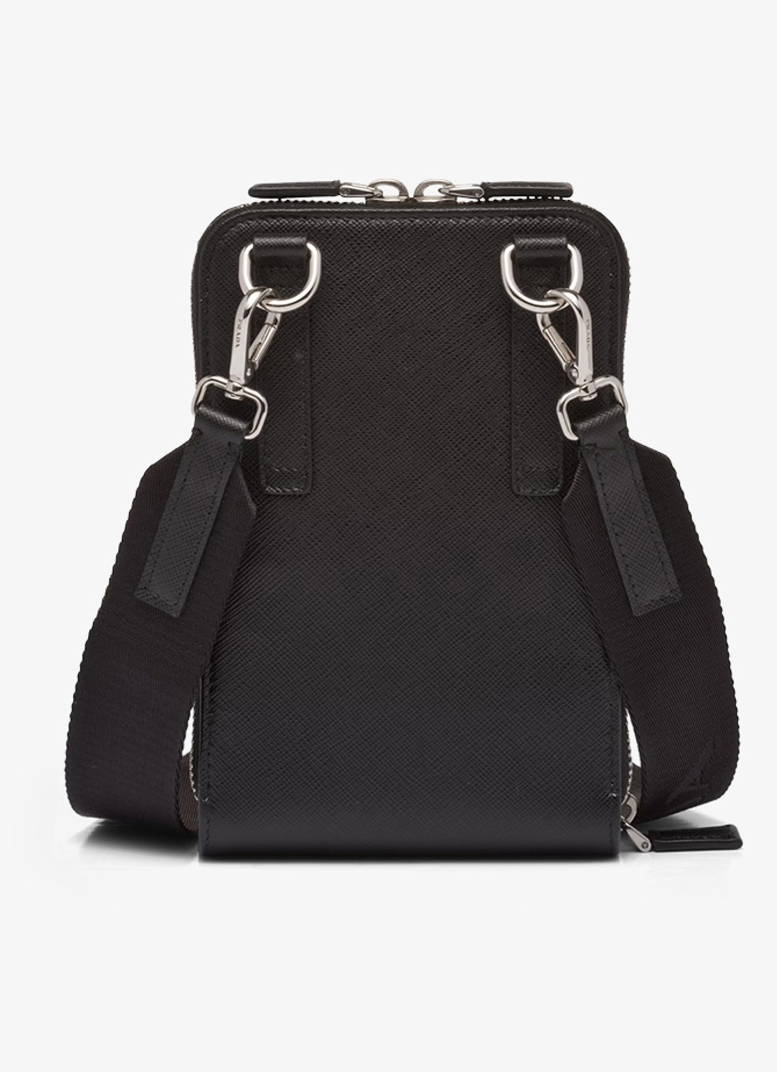 Prada Saffiano crossbody telefoonhoes van leer - achterkant zwart