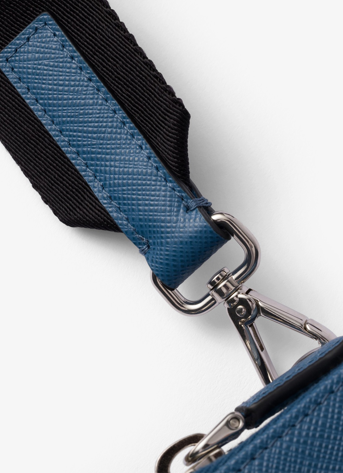 Prada Saffiano crossbody telefoonhoes van leer - detail 4 staalblauw