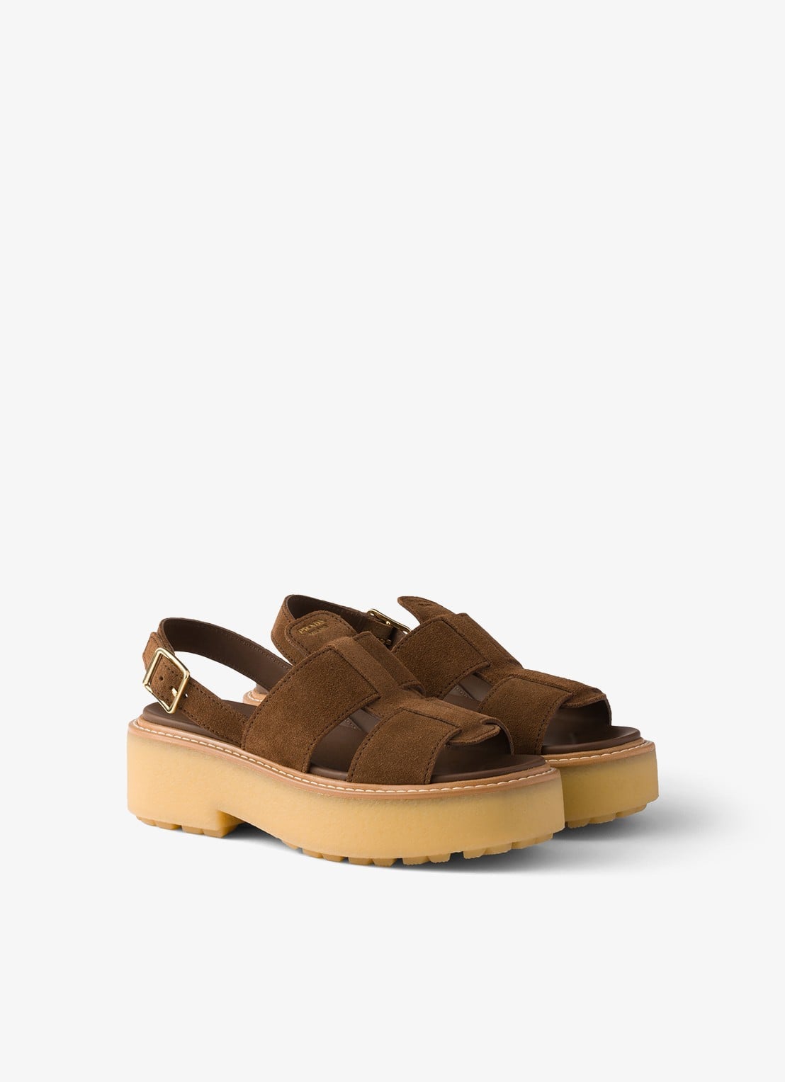 Prada Sandaal van suède - voorkant 5 bruin