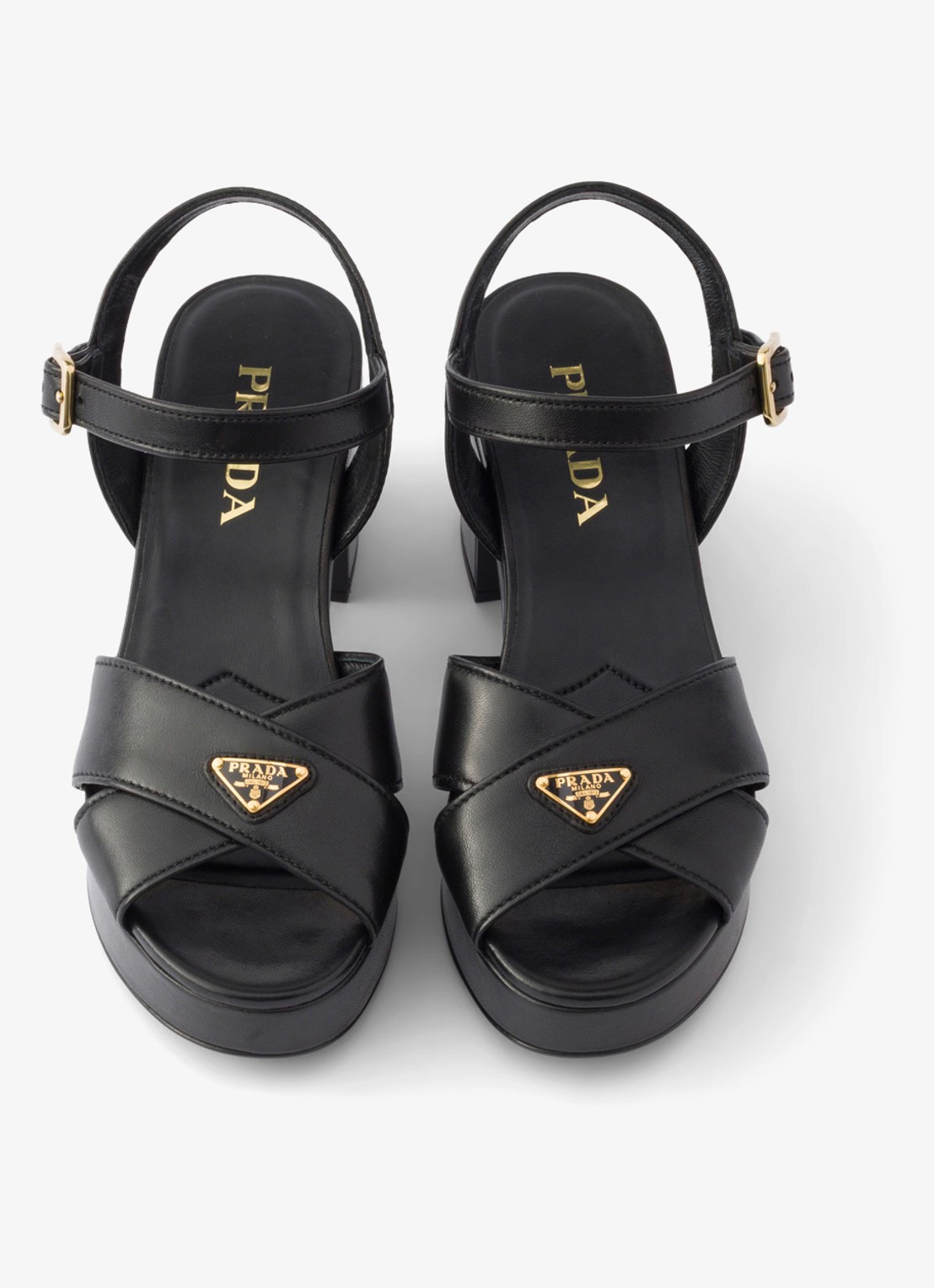 Prada Sandalette van lamsleer - detail 2 zwart