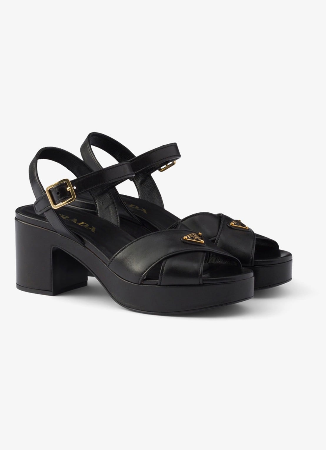 Prada Sandalette van lamsleer - voorkant 6 zwart