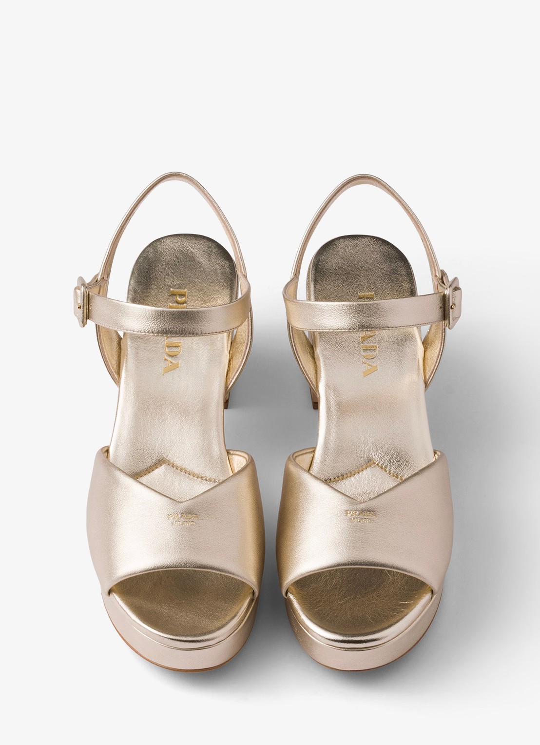 Prada Sandalette van leer - detail goud