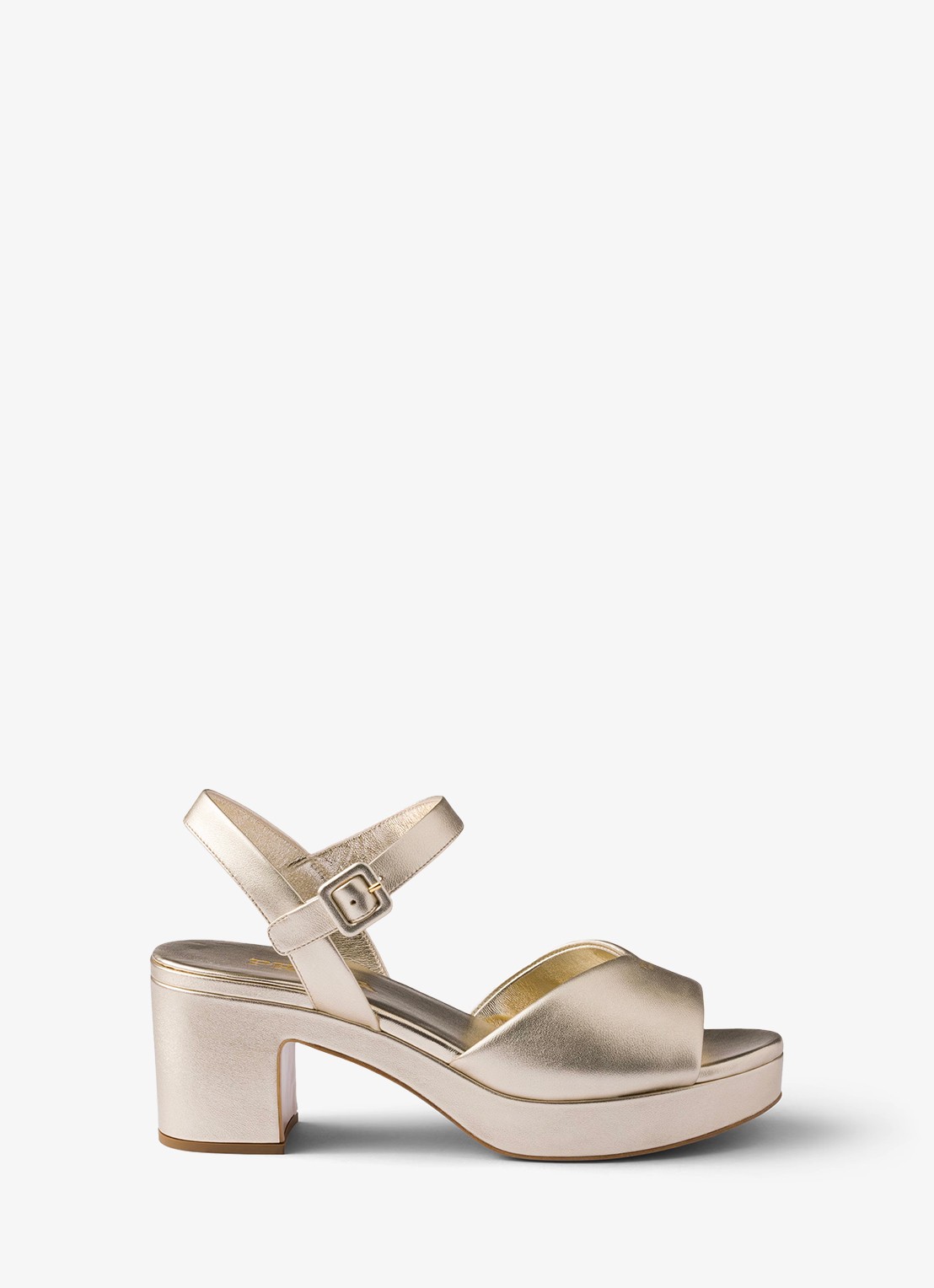 Prada Sandalette van leer - voorkant 4 goud