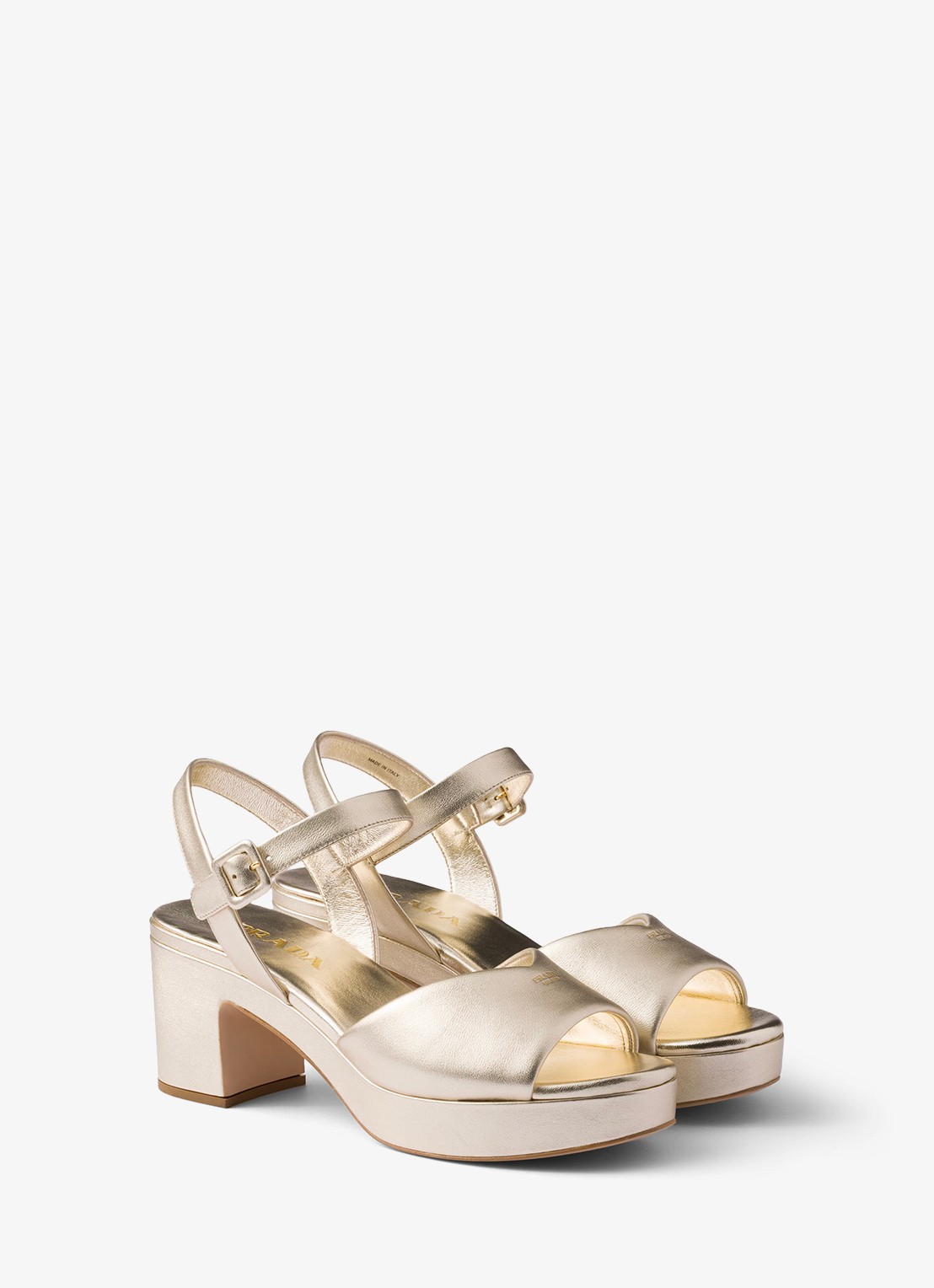 Prada Sandalette van leer - voorkant 5 goud