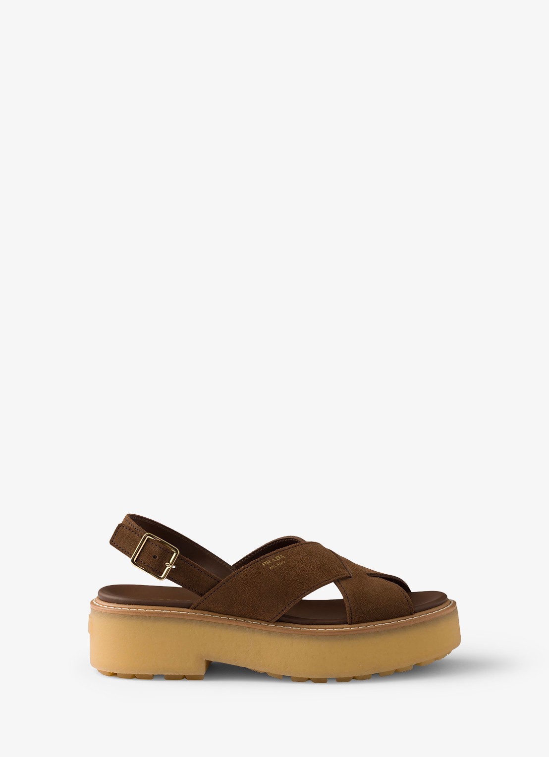 Prada Sandalette van suède - voorkant bruin