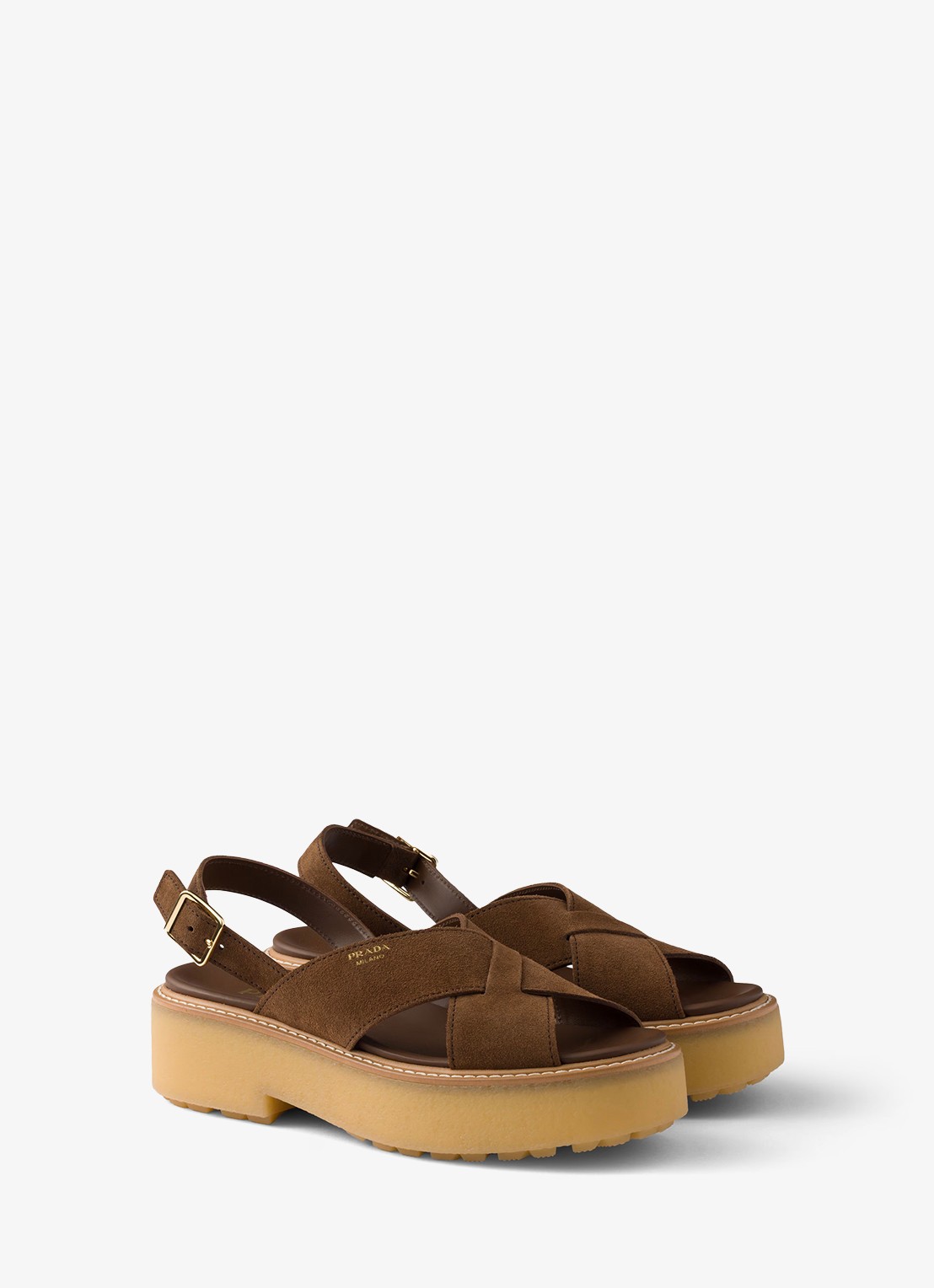 Prada Sandalette van suède - voorkant 2 bruin