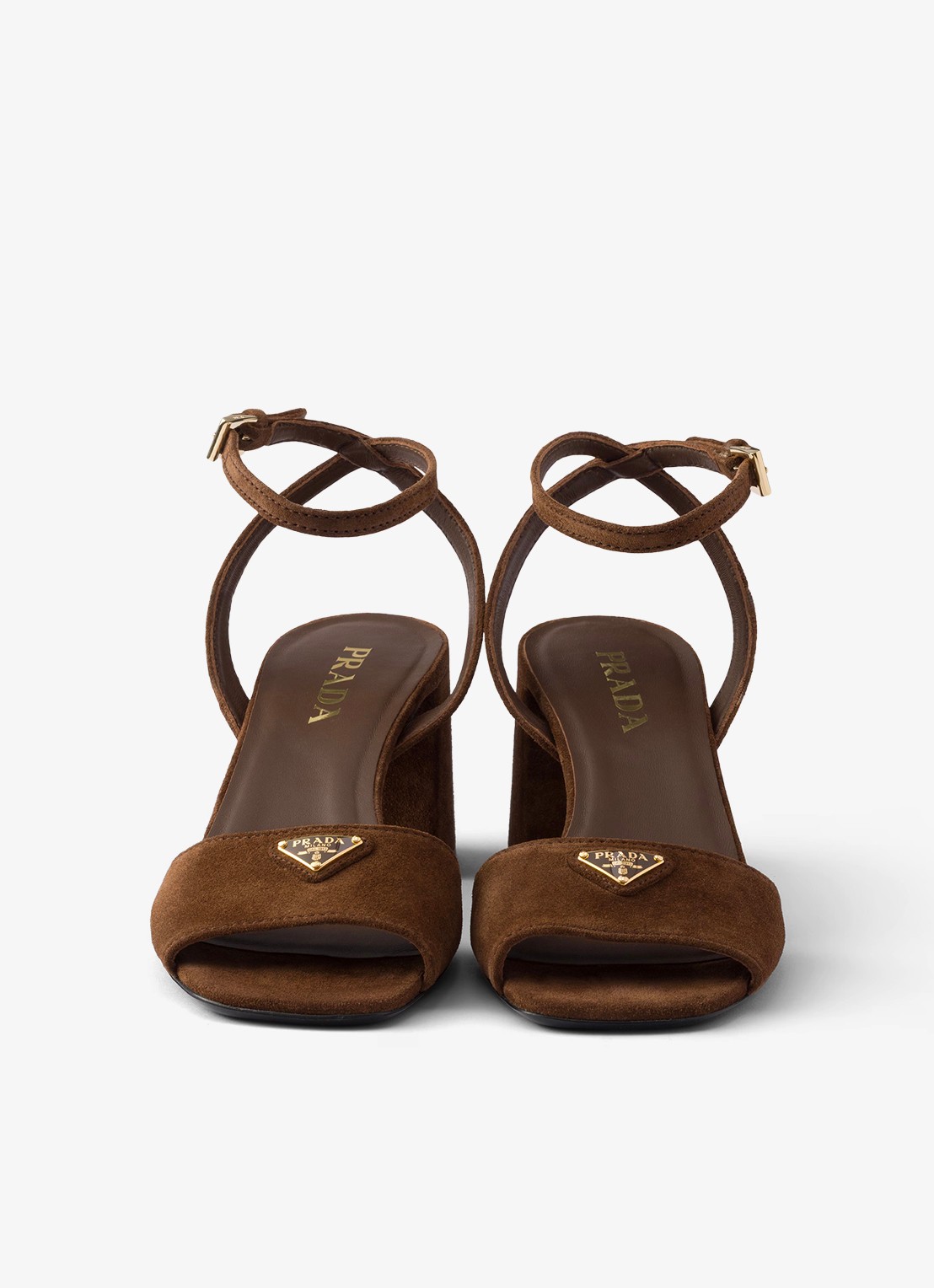 Prada Sandalette van suède - detail 3 bruin