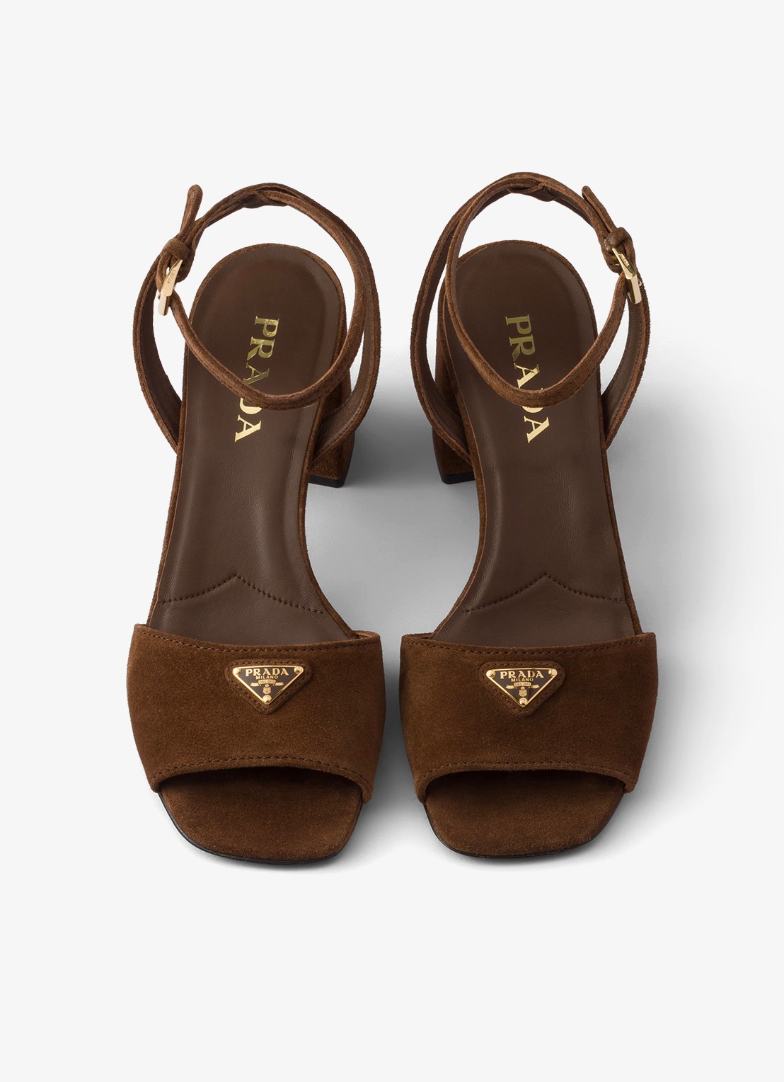 Prada Sandalette van suède - detail 4 bruin
