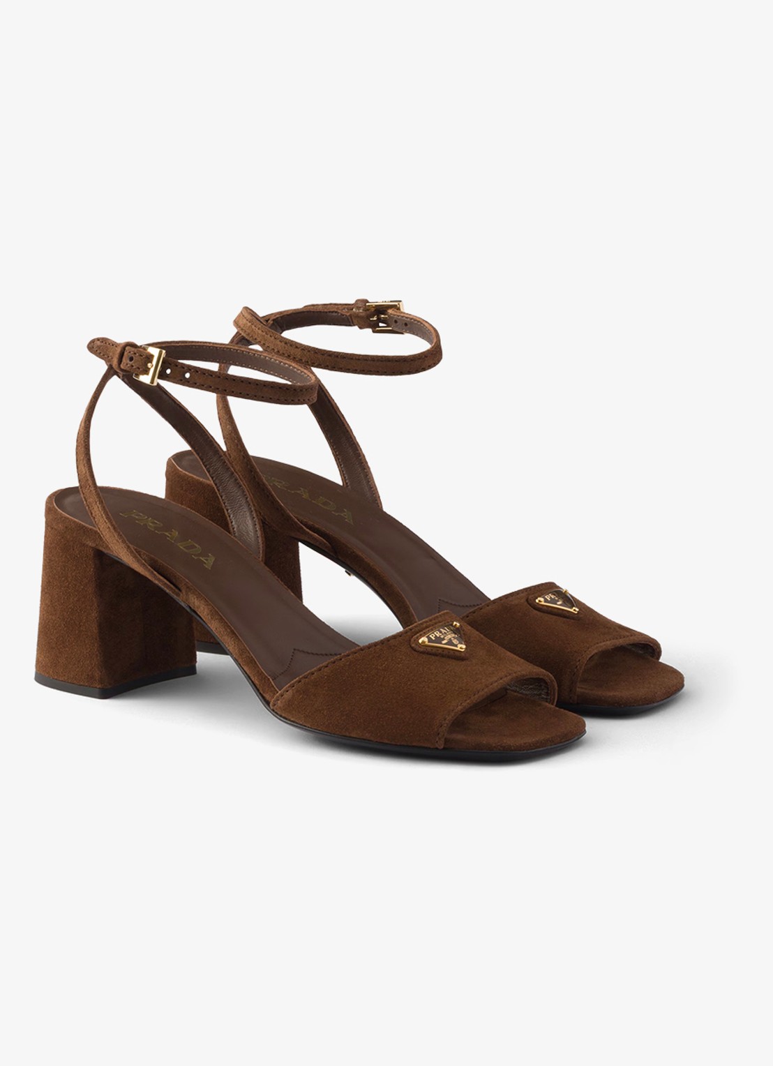 Prada Sandalette van suède - voorkant 2 bruin