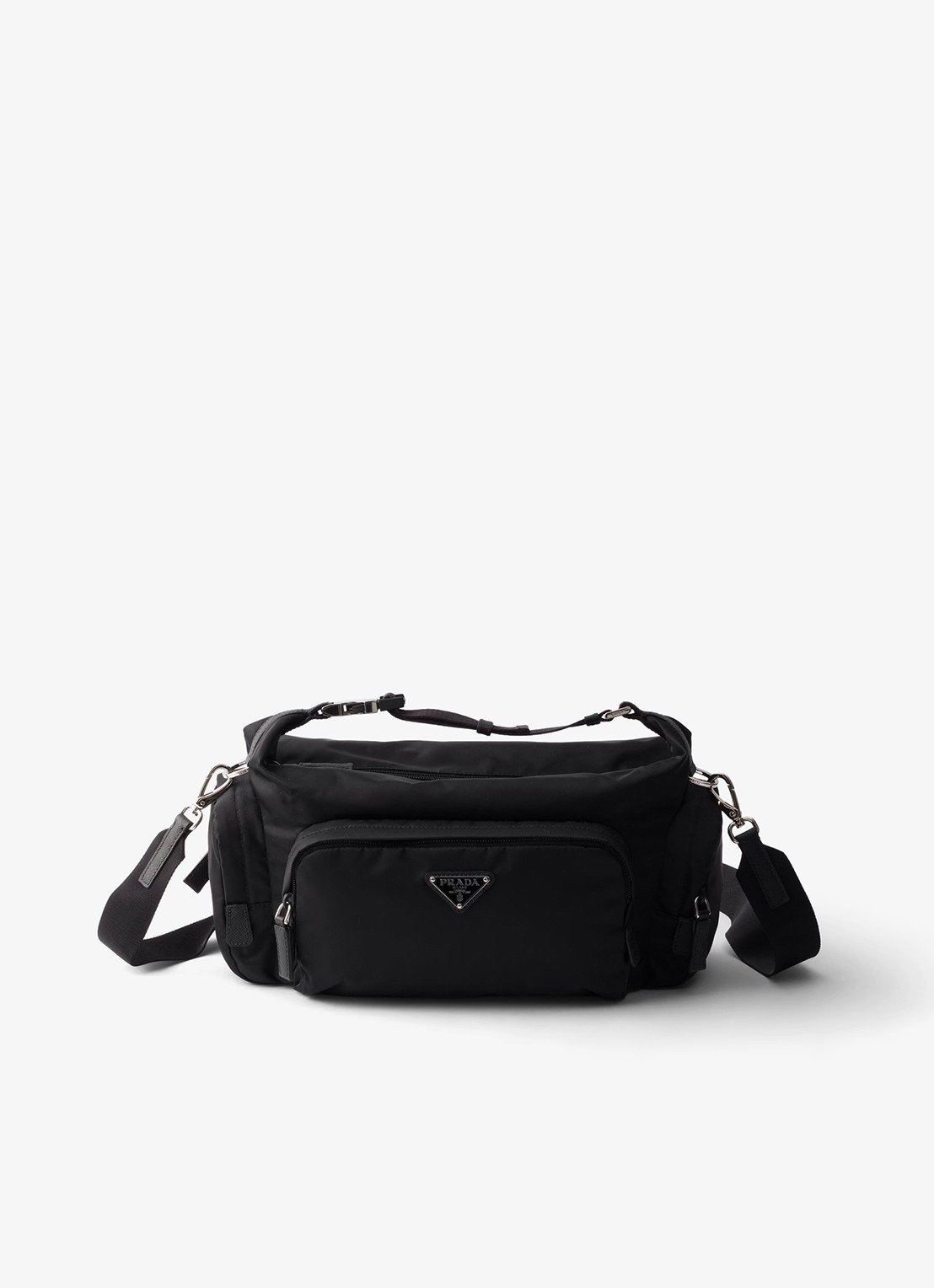Prada Schoudertas met details van leer - voorkant 2 zwart