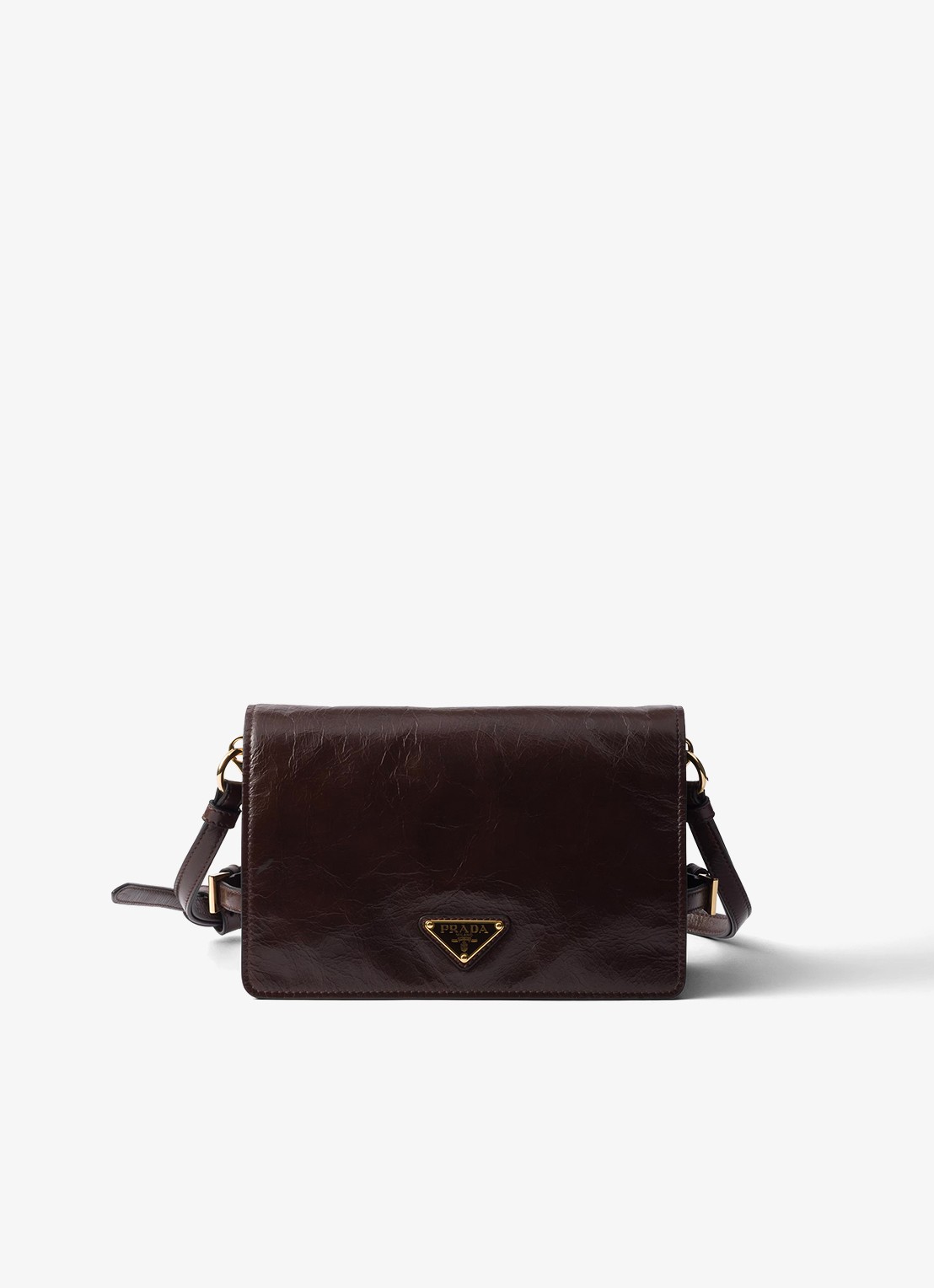 Prada Schoudertas van kalfsleer - voorkant donkerbruin