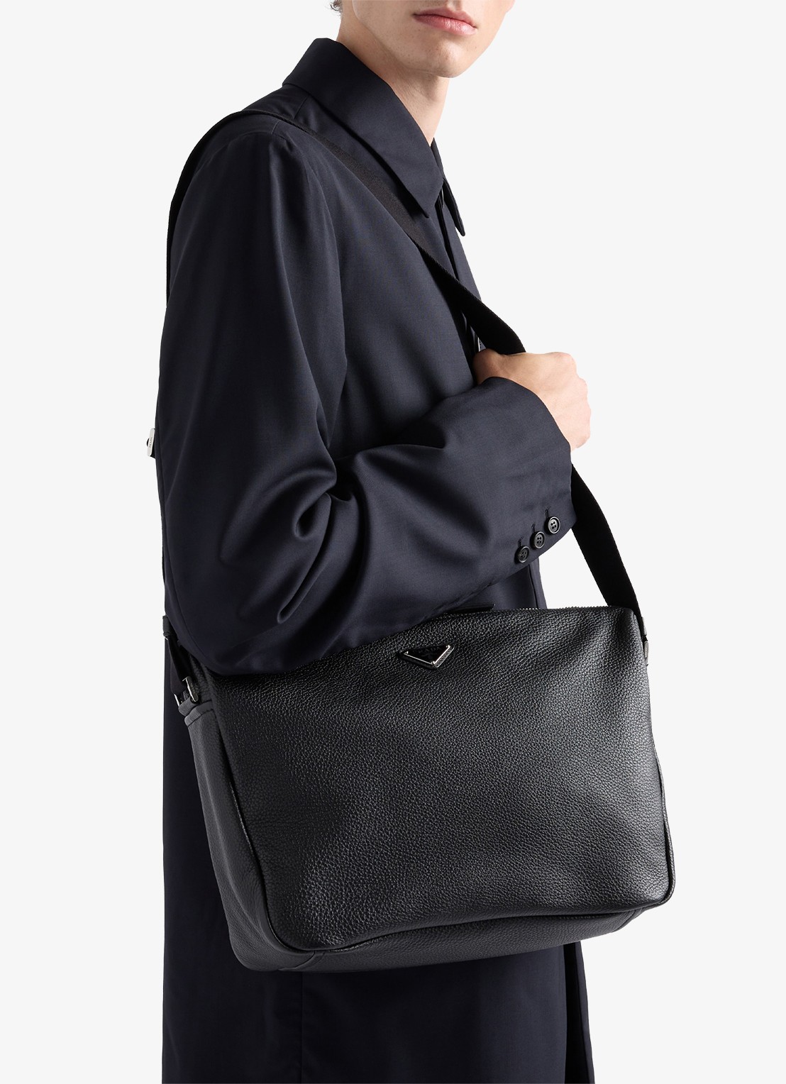Prada Schoudertas van kalfsleer - voorkant 2 zwart