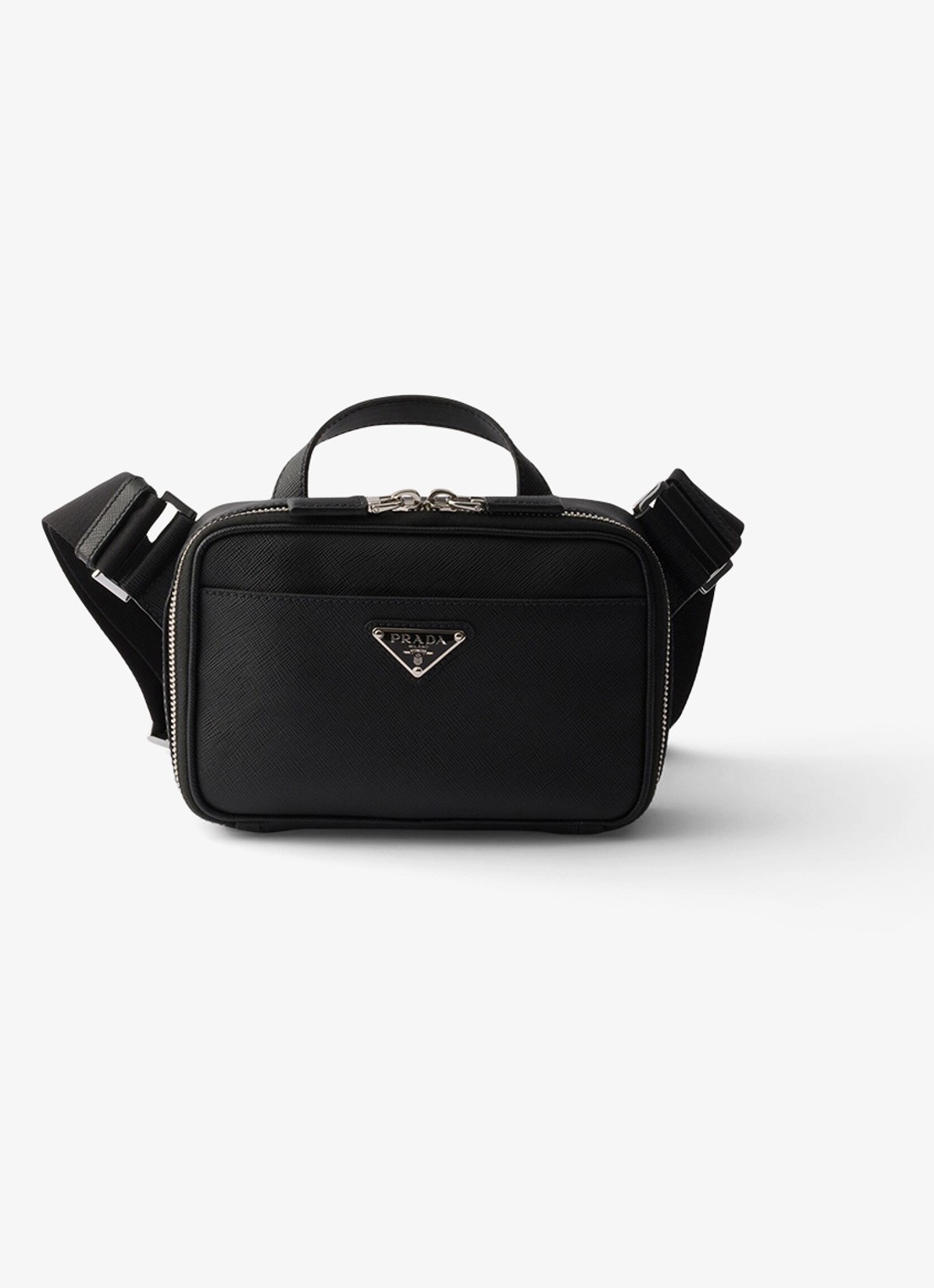 Prada Schoudertas van kalfsleer - voorkant zwart