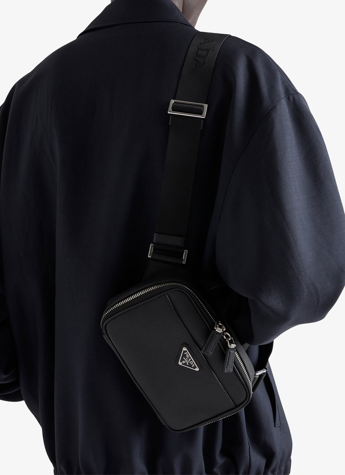 Prada Schoudertas van kalfsleer - voorkant 2 zwart