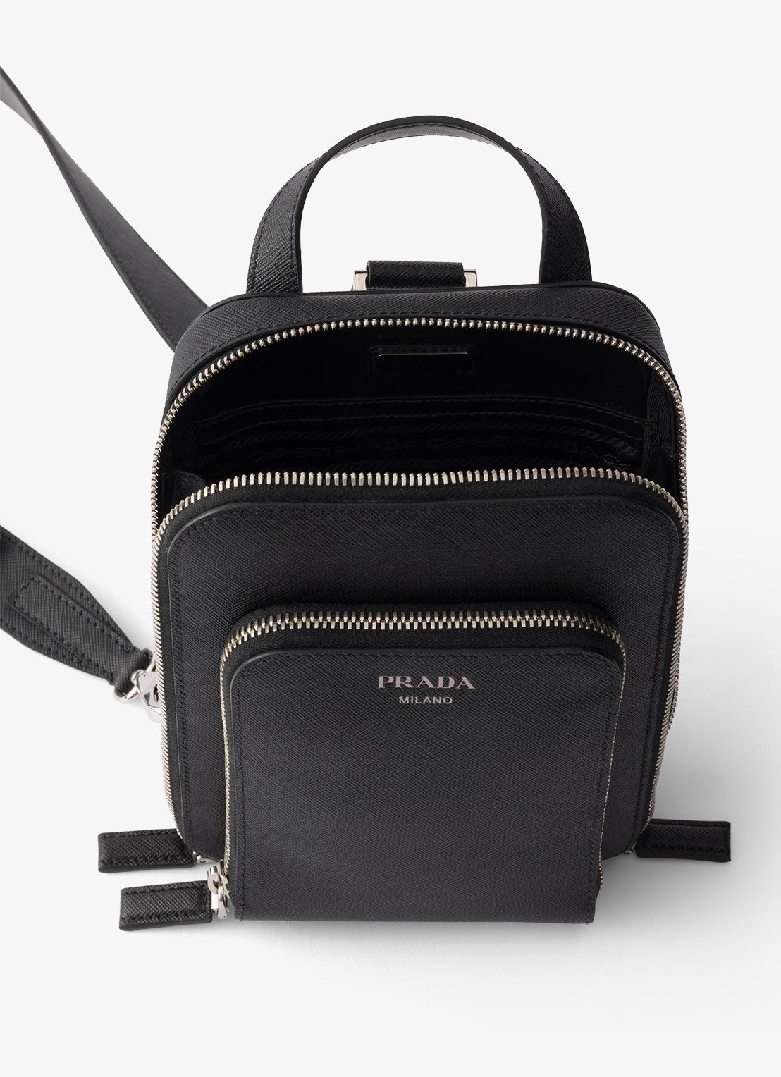 Prada Schoudertas van kalfsleer - detail zwart