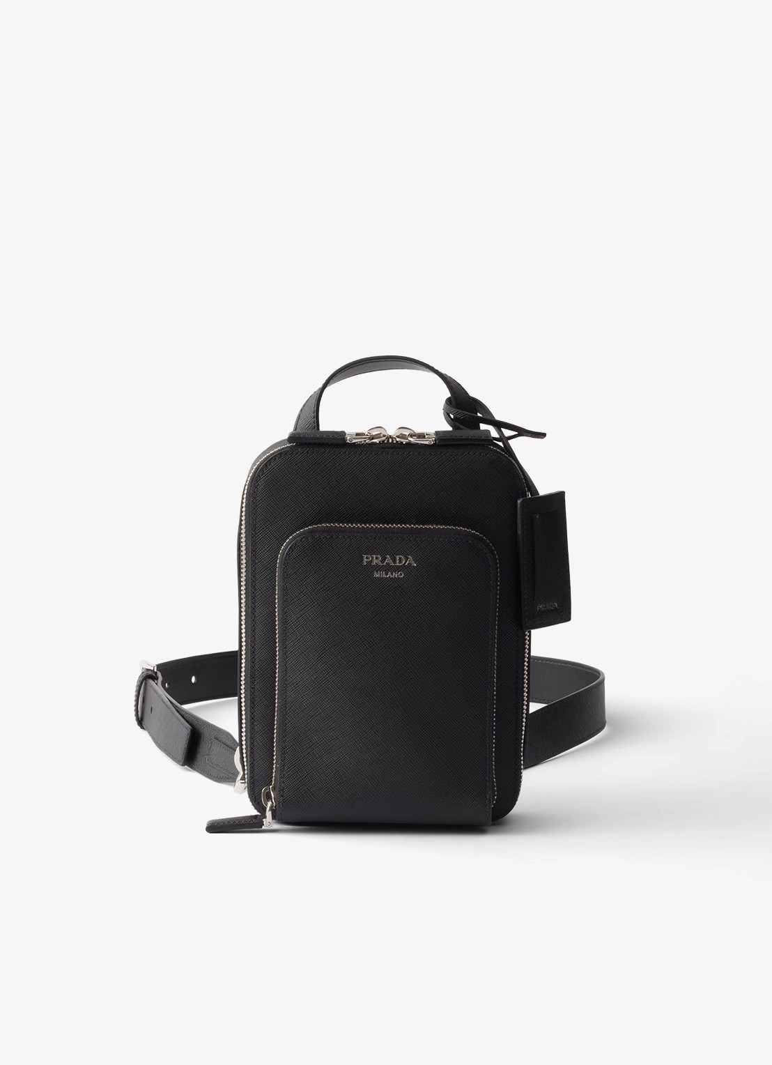 Prada Schoudertas van kalfsleer - voorkant 6 zwart