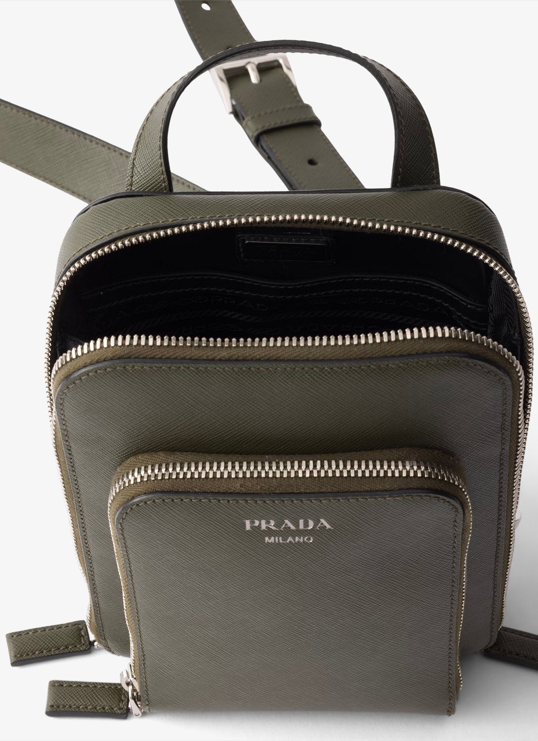 Prada Schoudertas van kalfsleer - detail donkergroen