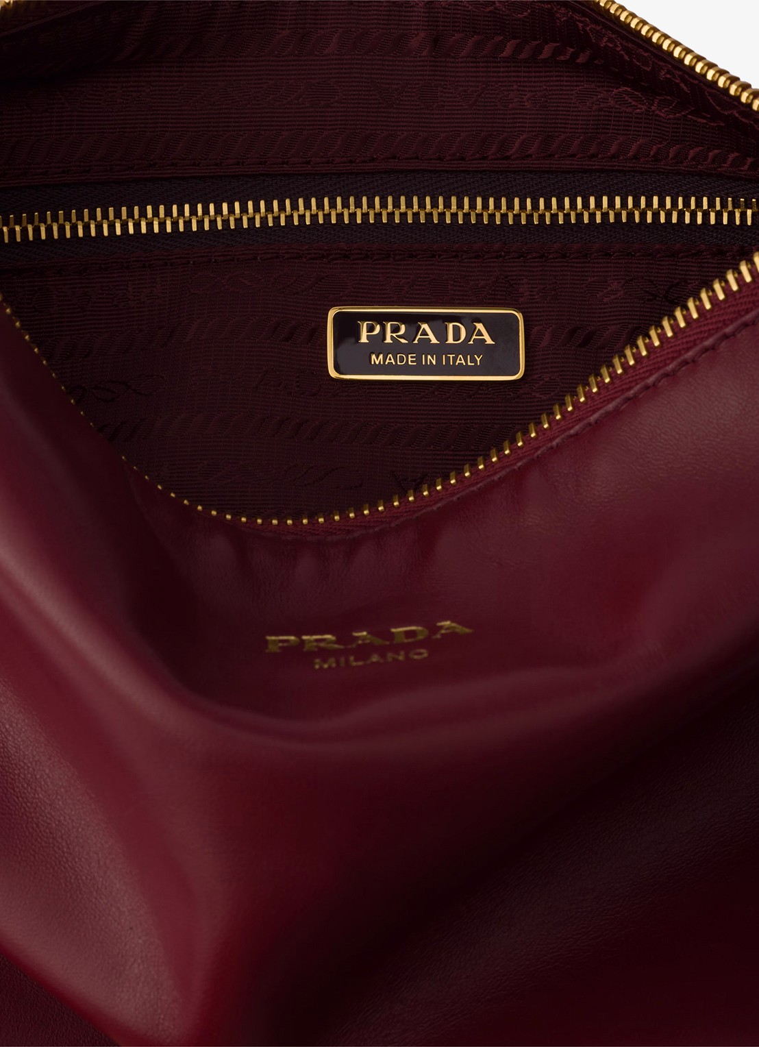 Prada Schoudertas van lamsleer - detail 5 donkerrood