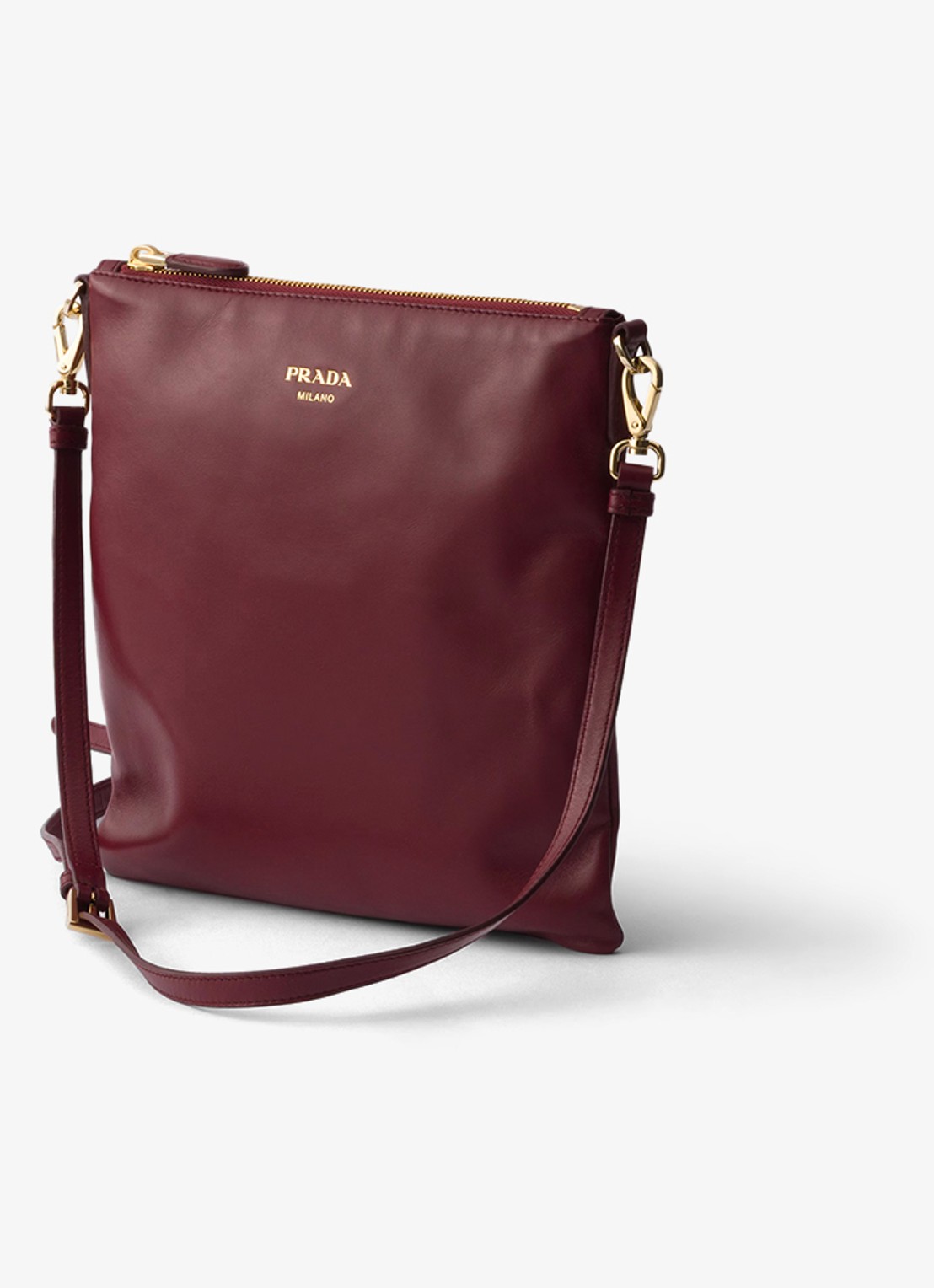 Prada Schoudertas van lamsleer - voorkant 2 donkerrood