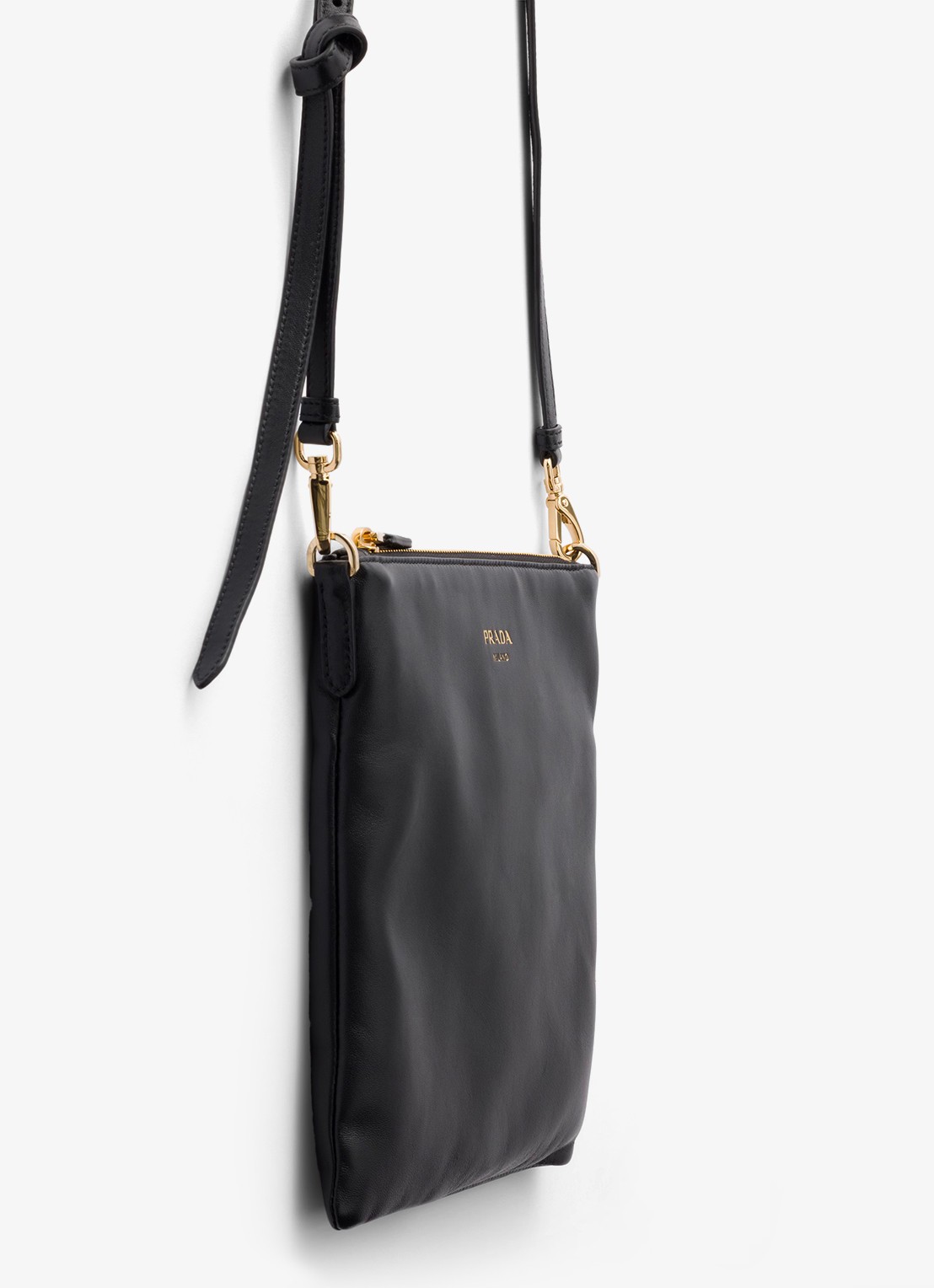 Prada Schoudertas van lamsleer - detail zwart
