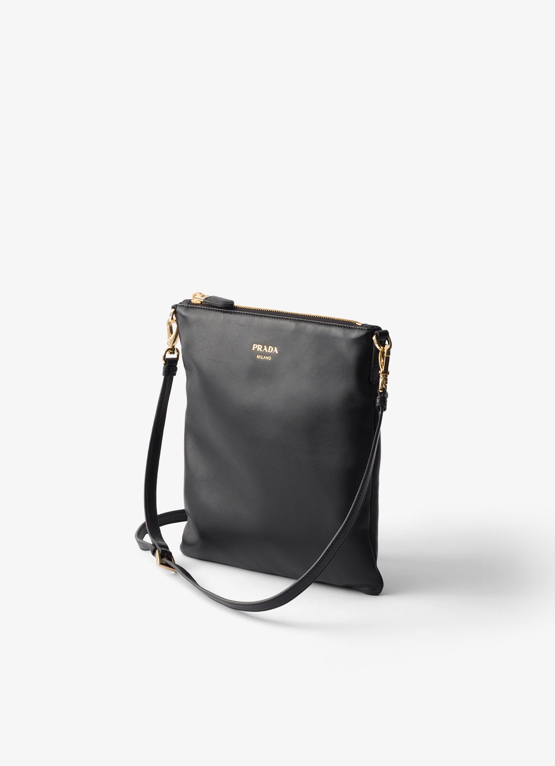 Prada Schoudertas van lamsleer - voorkant 6 zwart