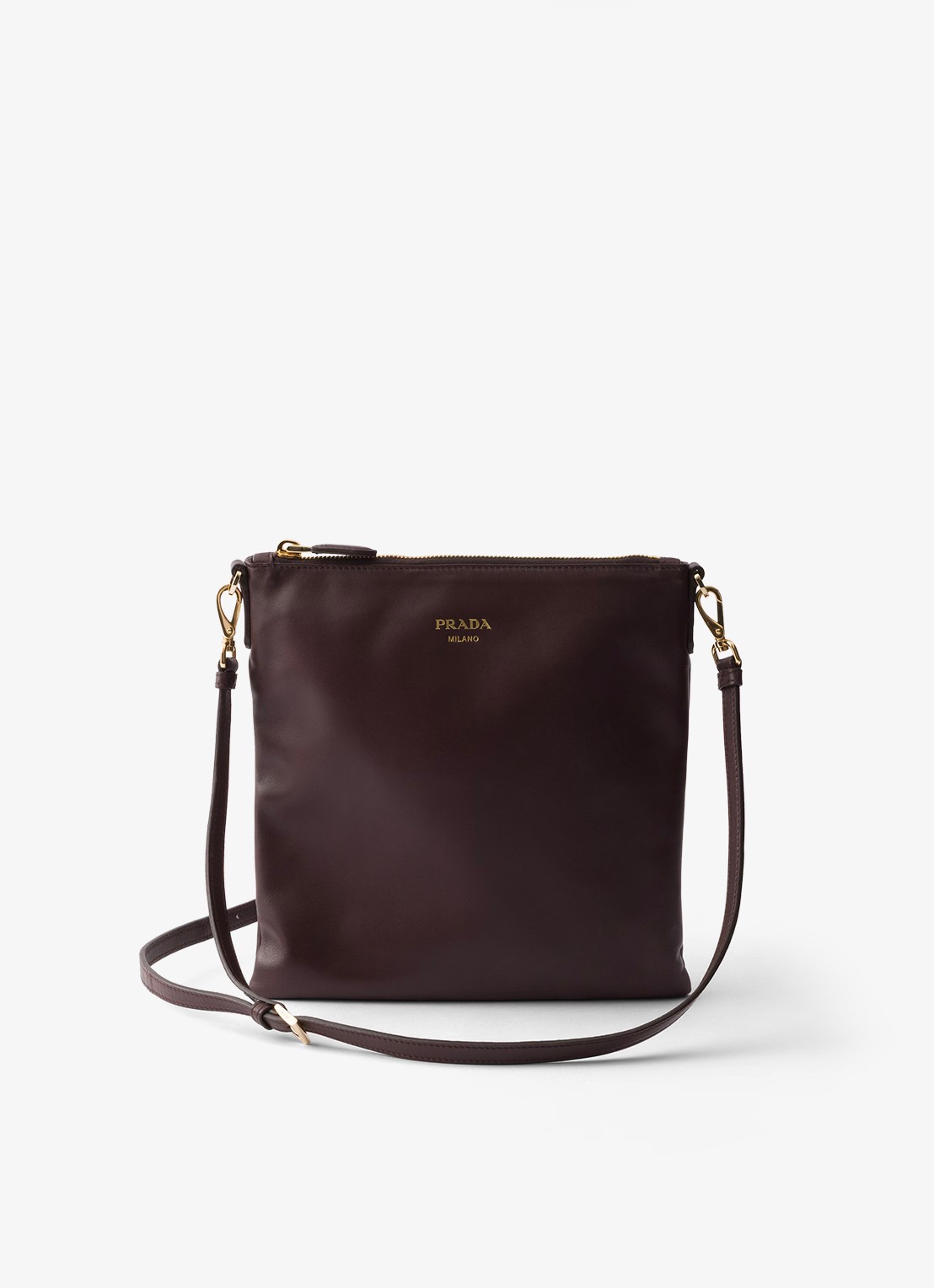 Prada Schoudertas van lamsleer - voorkant donkerbruin