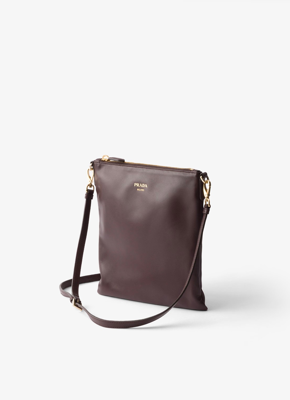 Prada Schoudertas van lamsleer - voorkant 2 donkerbruin