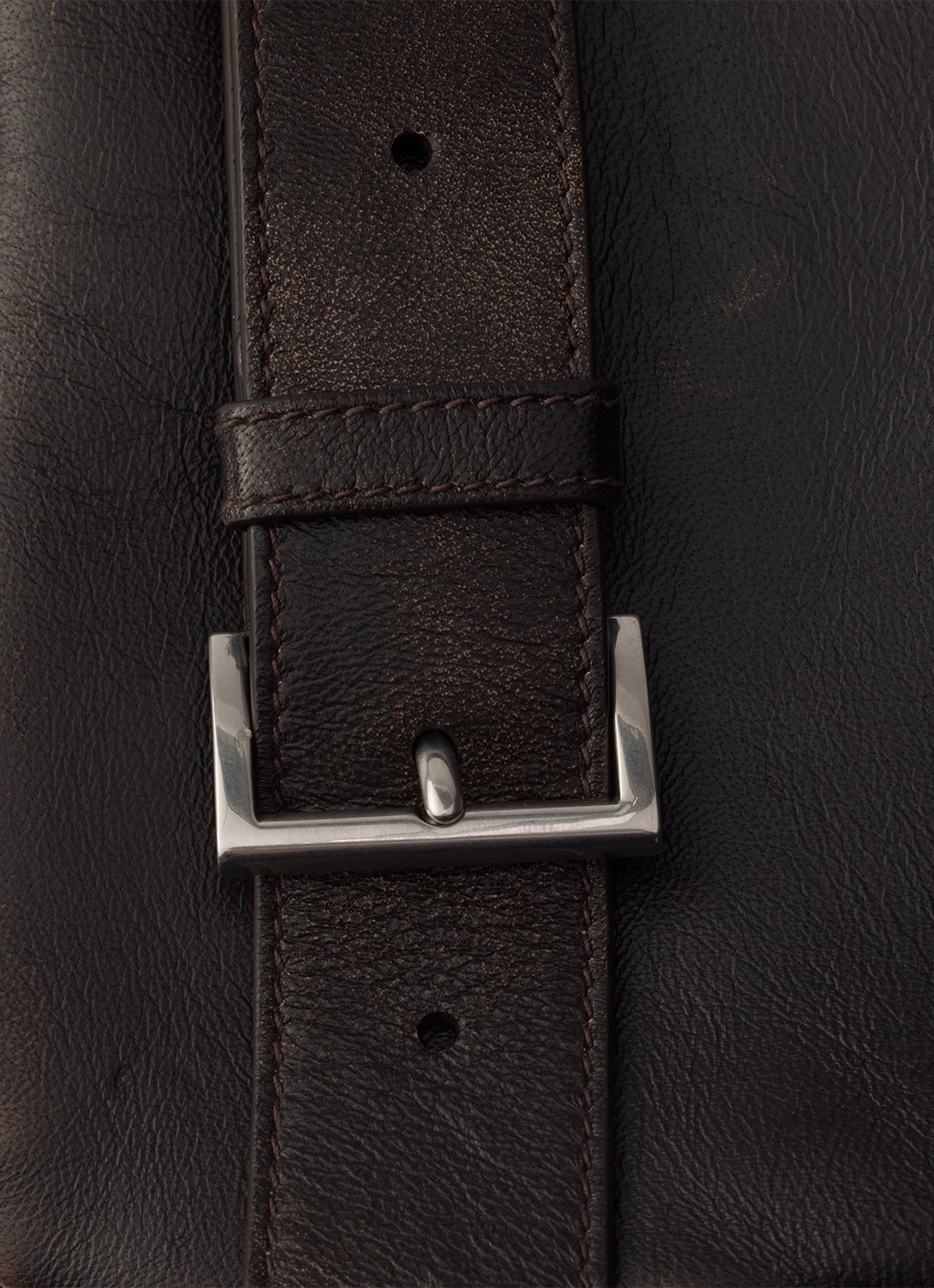 Prada Schoudertas van lamsleer - detail 4 donkerbruin