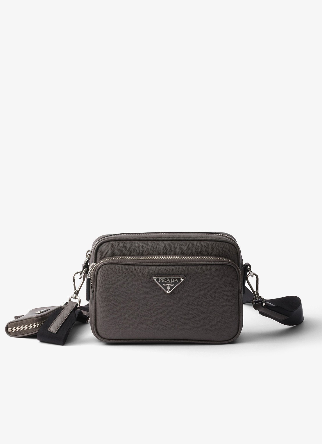 Prada Schoudertas van leer met afneembare schouderriem - voorkant 6 aluminium