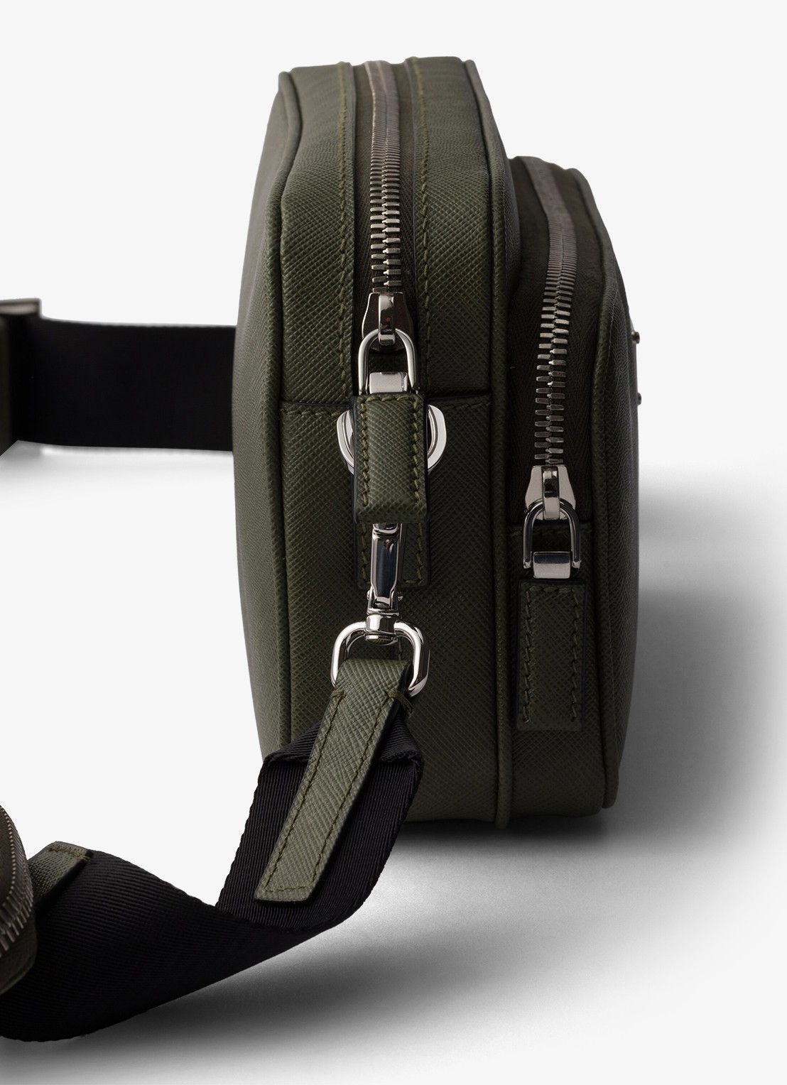 Prada Schoudertas van leer met afneembare schouderriem - detail 3 donkergroen