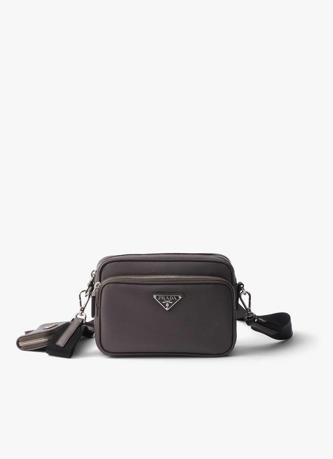 Prada Schoudertas van leer met afneembare schouderriem - voorkant 2 donkergrijs