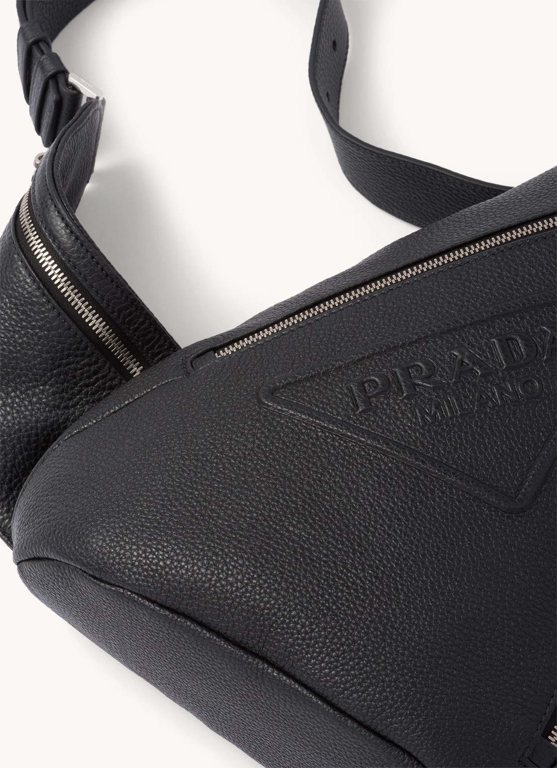 Prada Schoudertas van leer - detail 6 zwart